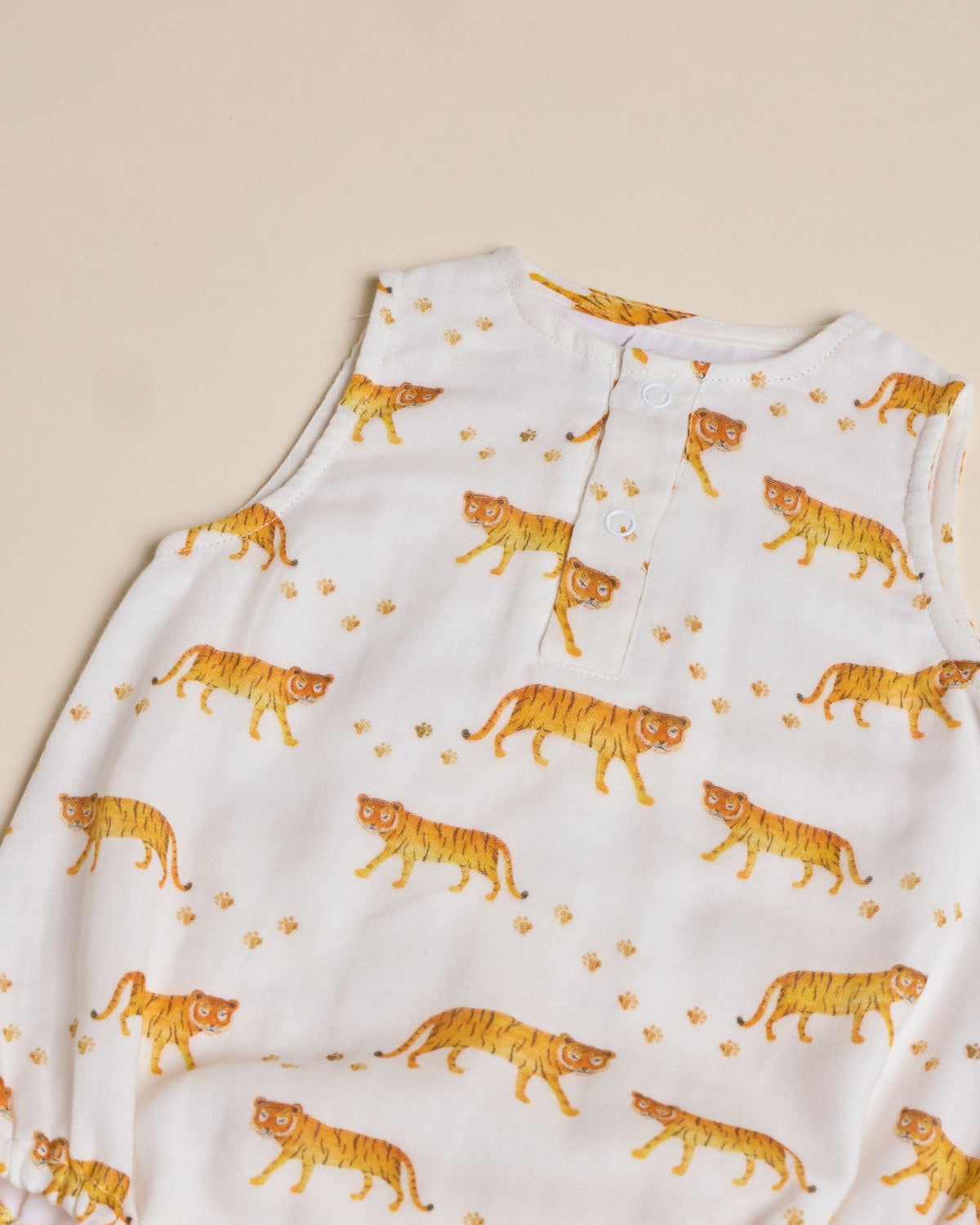 Royal Tiger Muslin Sleeveless Bodysuit