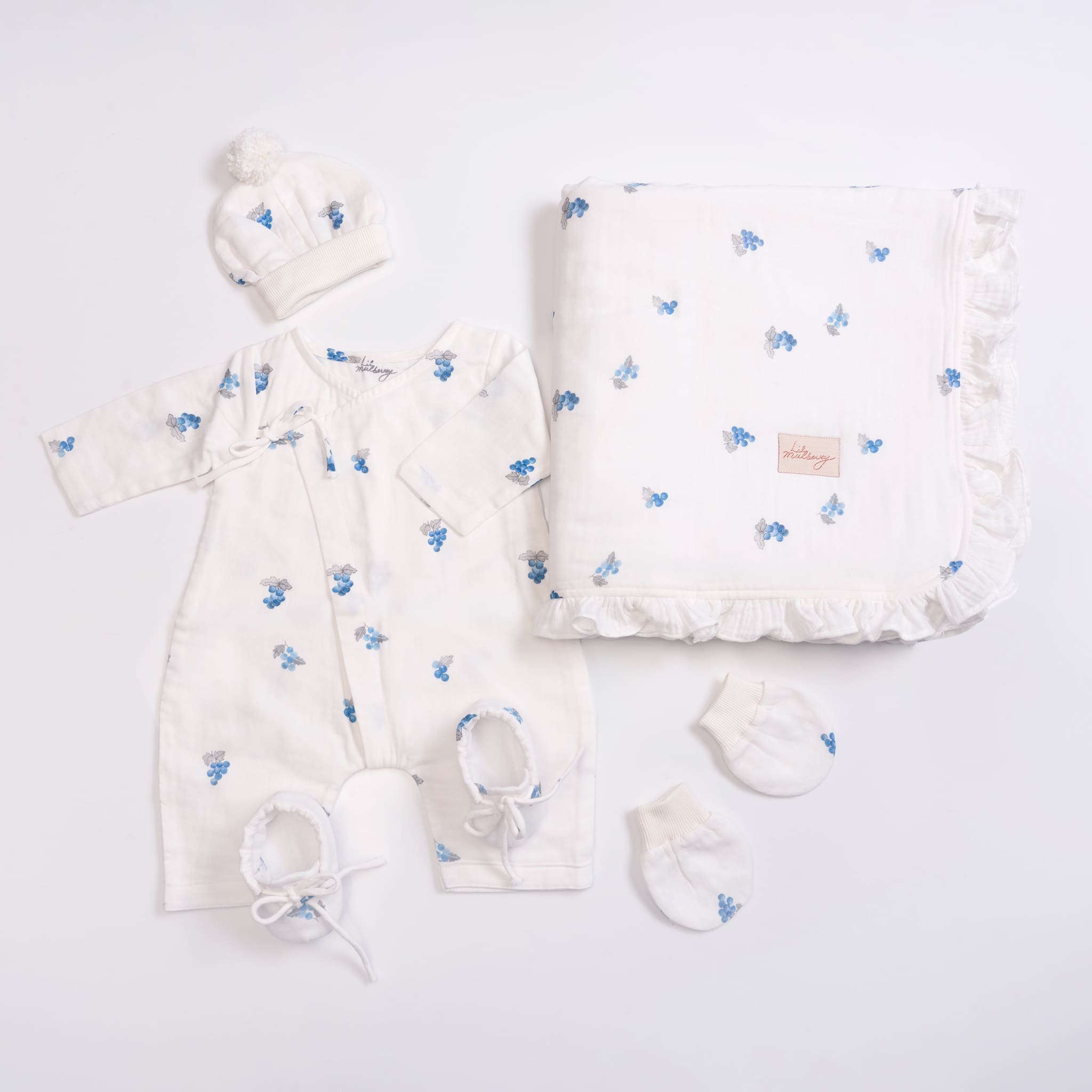 Blueberries Muslin Welcome Baby Set - Lil Mulberry