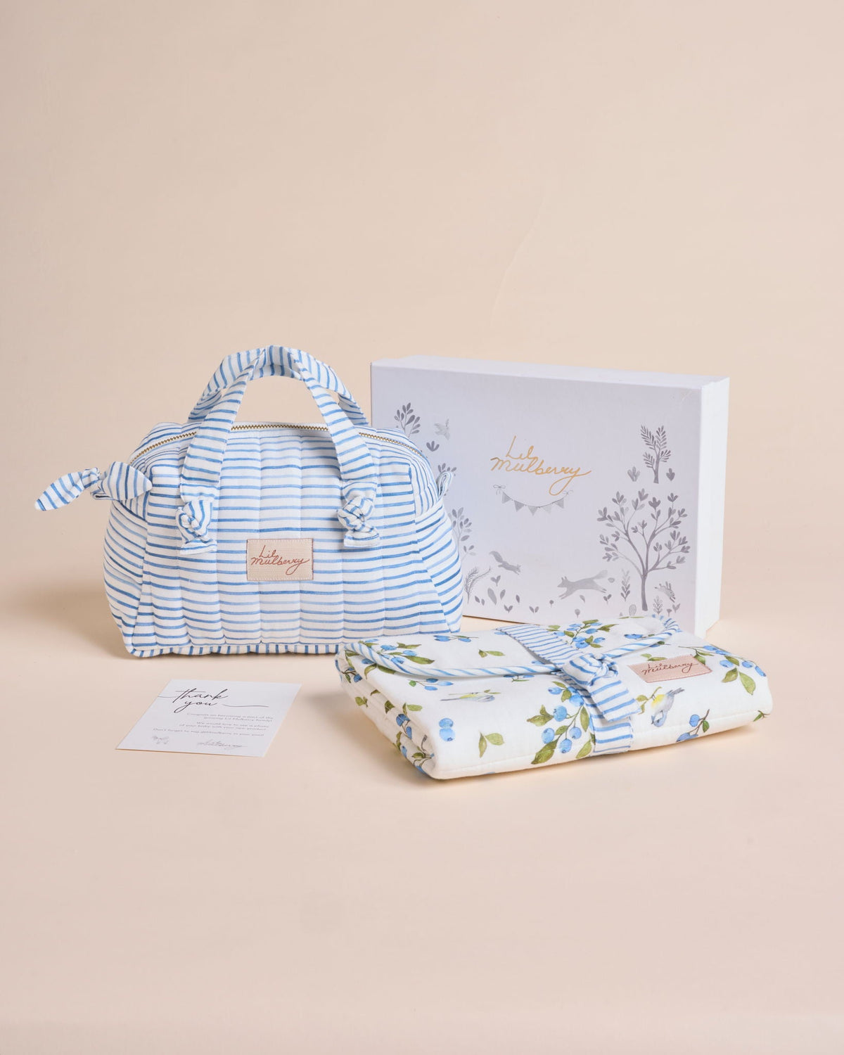 Blueberry & Bird Muslin Travel Gift Set - Lil Mulberry