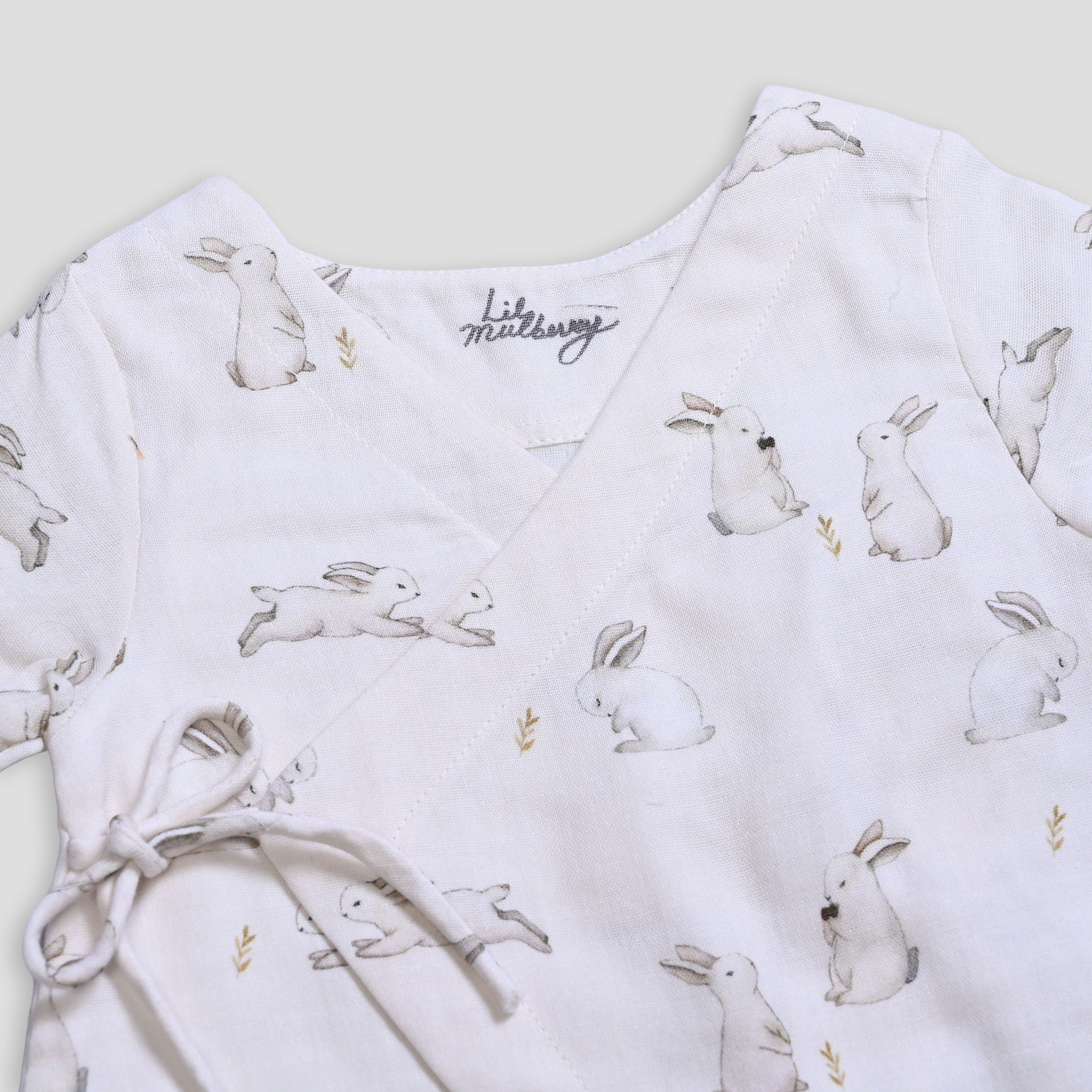 Enchanted Bunny Muslin Kimono Romper - Lil Mulberry