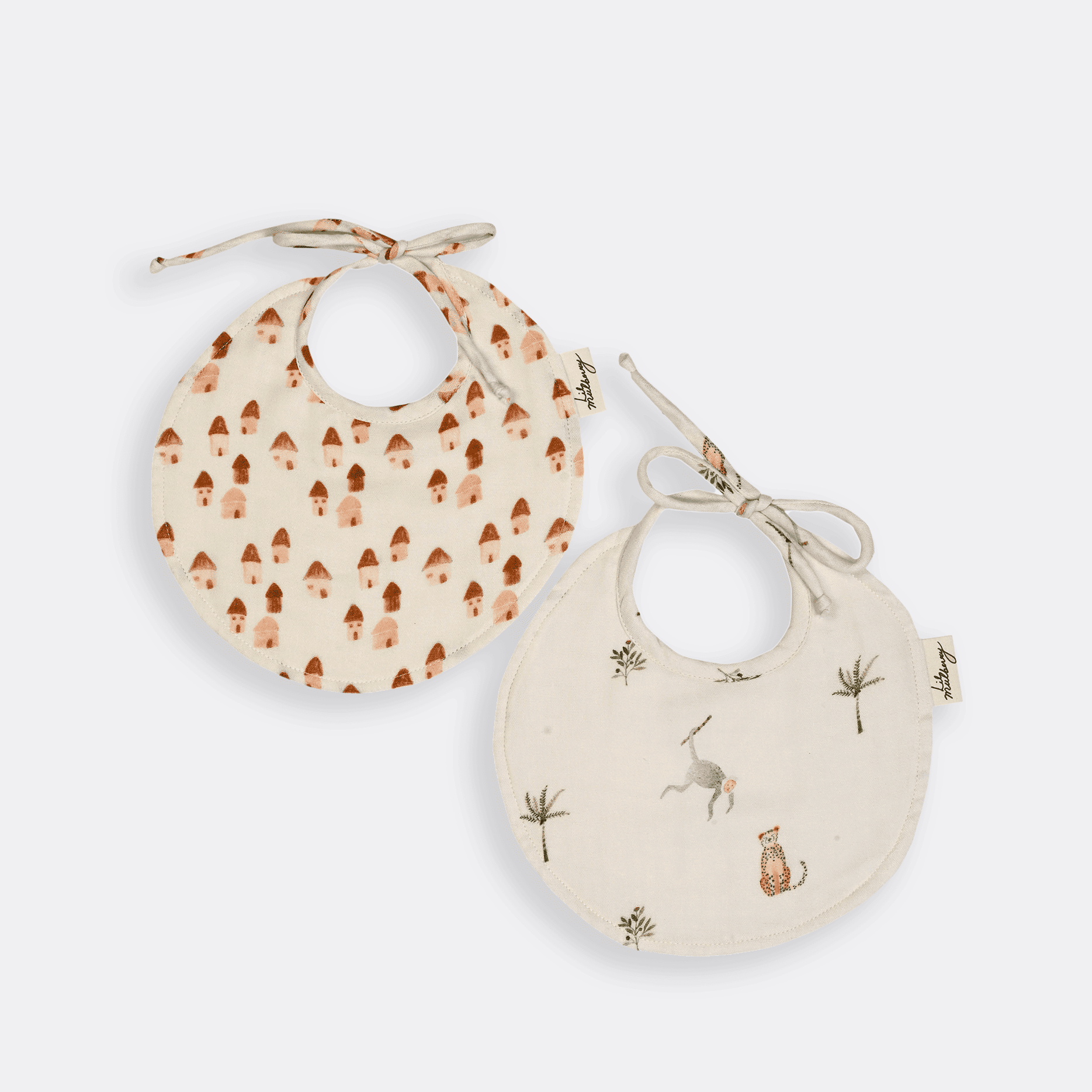 Monkey Cheetah Organic Bib Set - Lil Mulberry