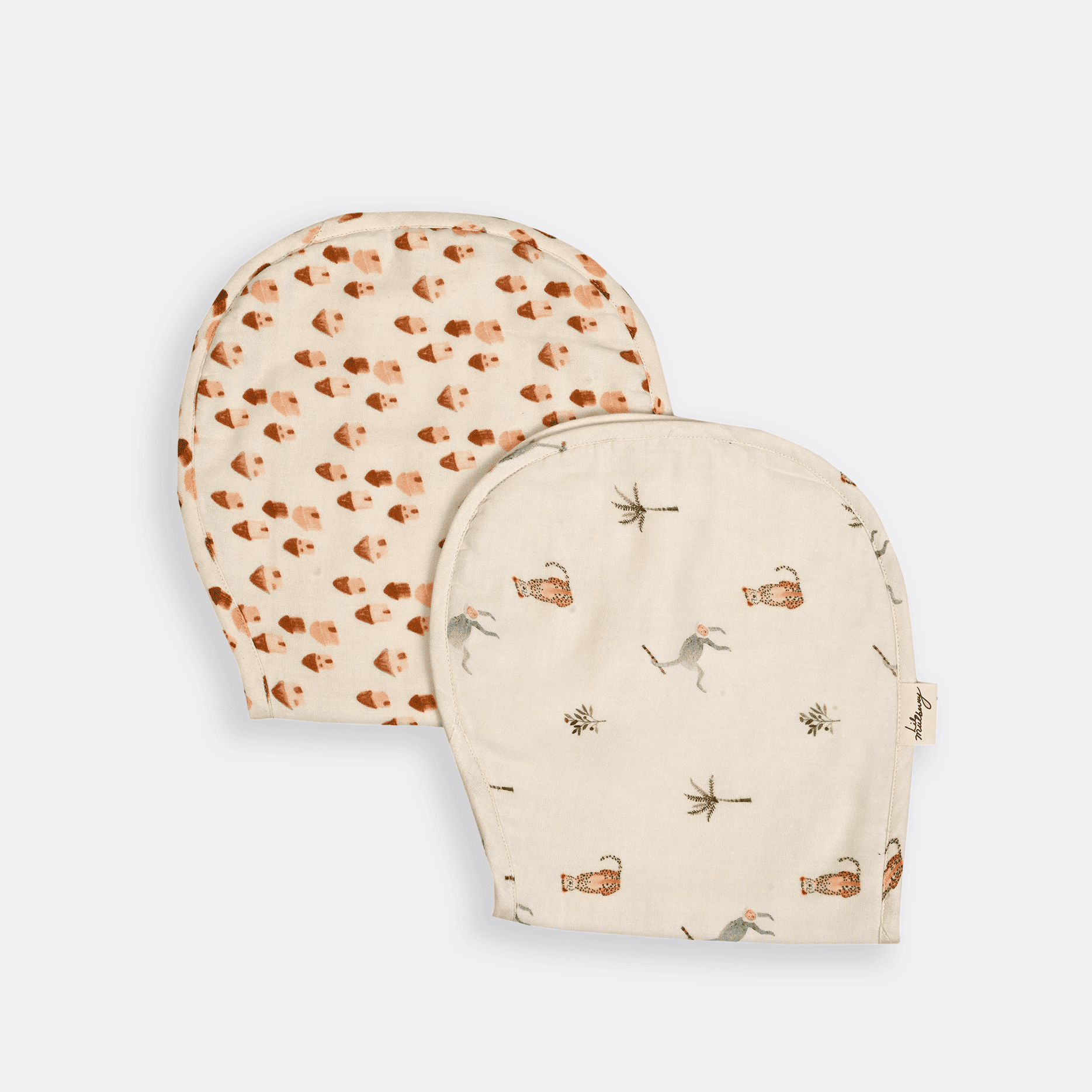 Monkey Cheetah Organic Burp Cloth Set - Lil Mulberry