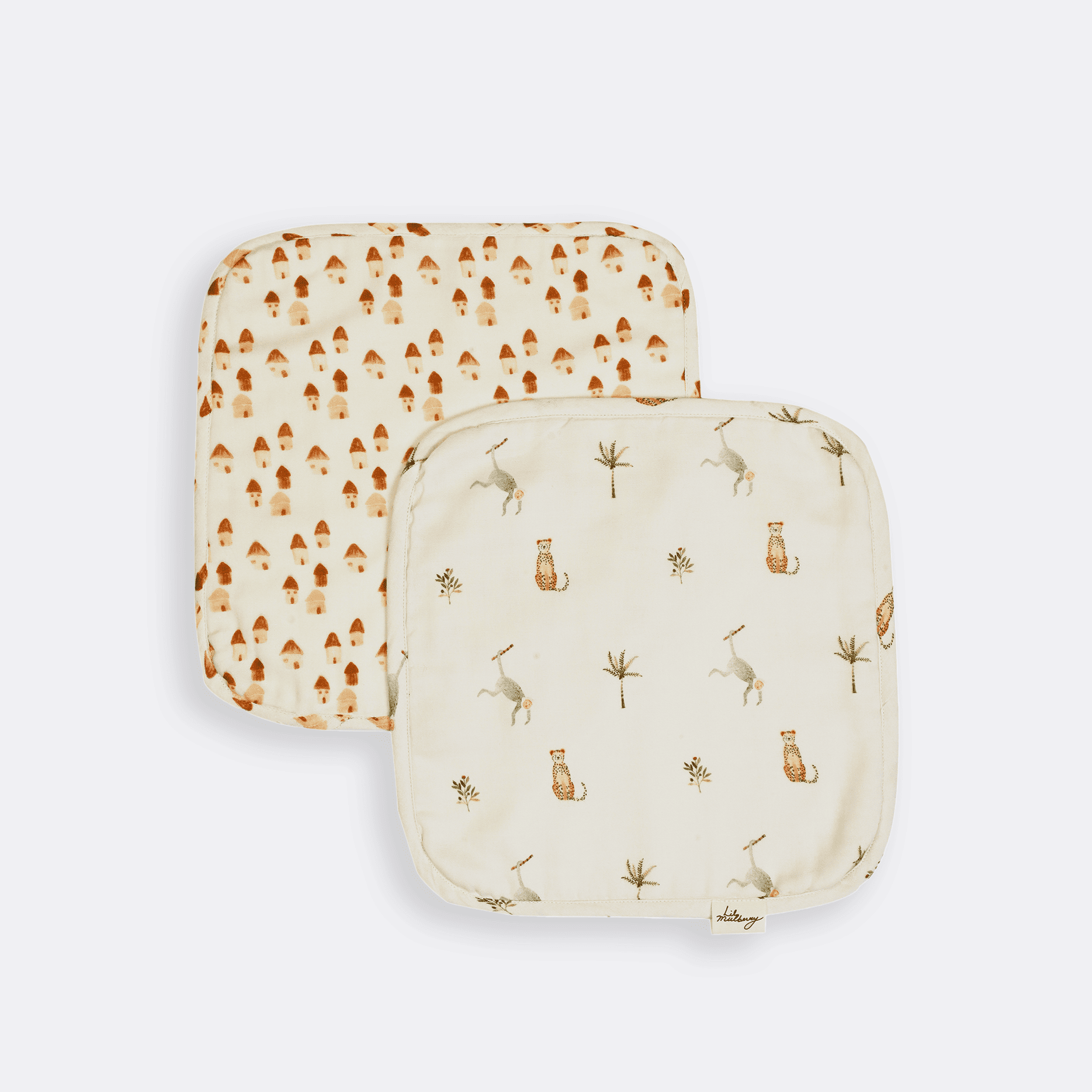 Monkey Cheetah Organic Washcloth Set - Lil Mulberry