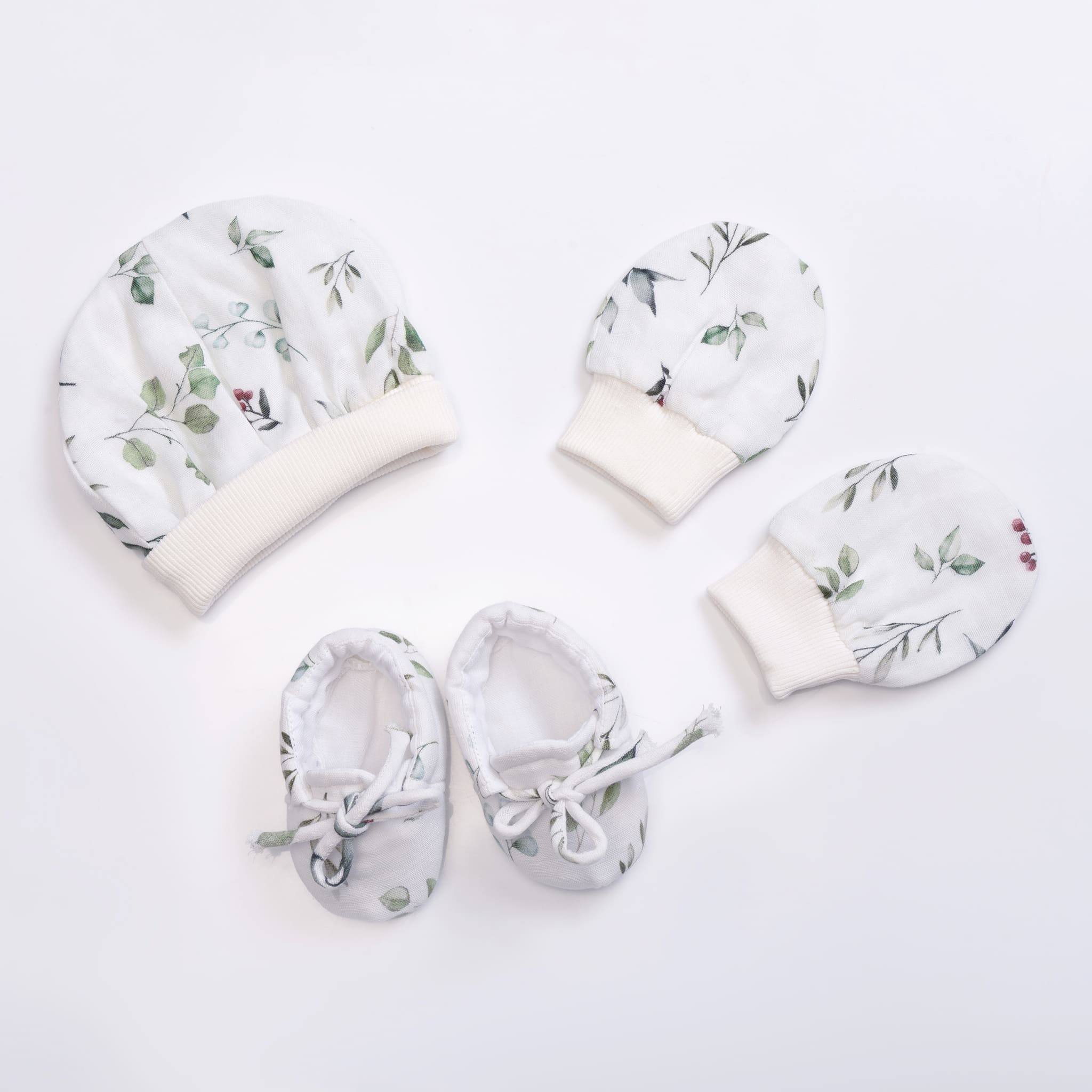 Spring Field Muslin Cap Mittens and Booties Set - Lil Mulberry