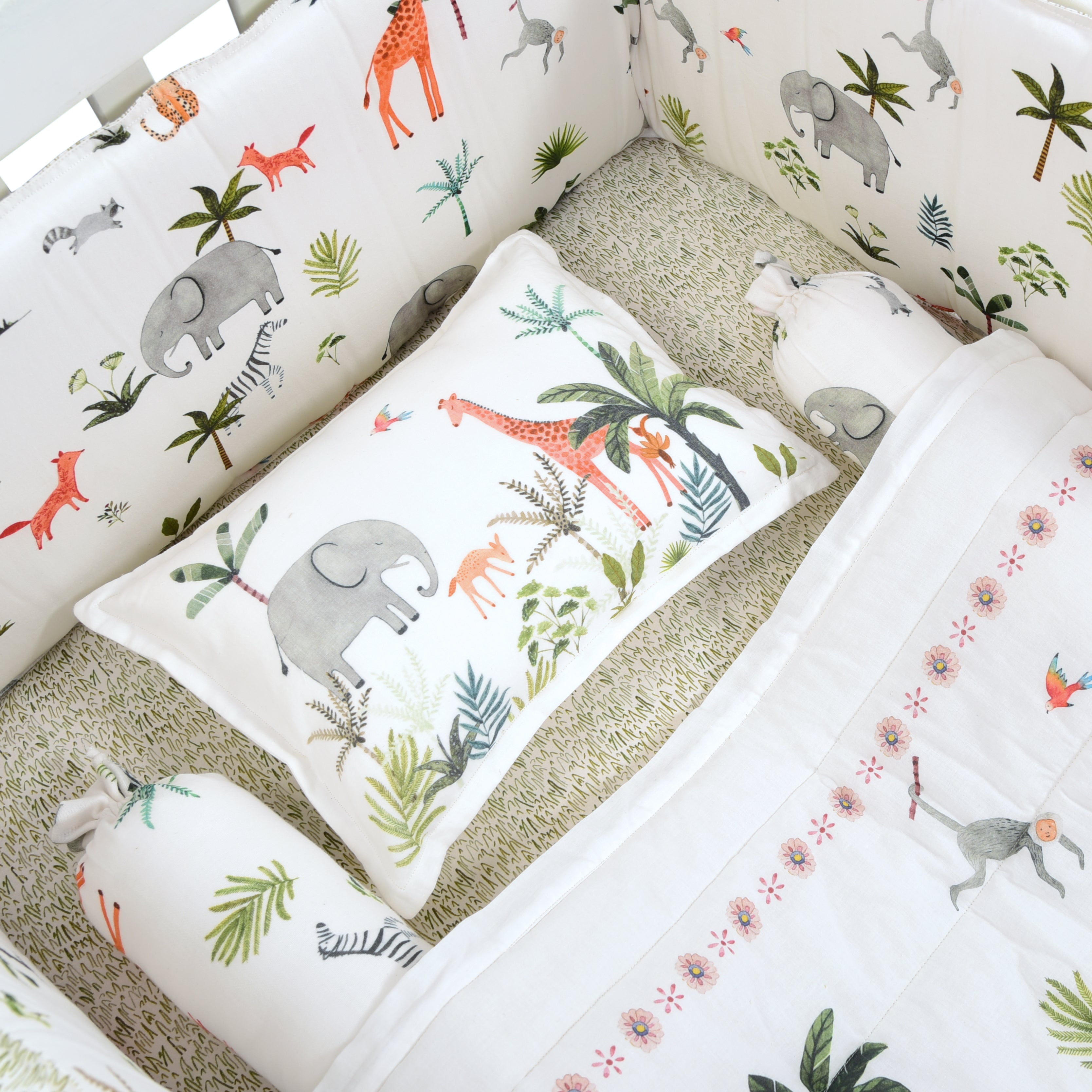 Animal Kingdom Muslin Cot Bedding Set - Lil Mulberry