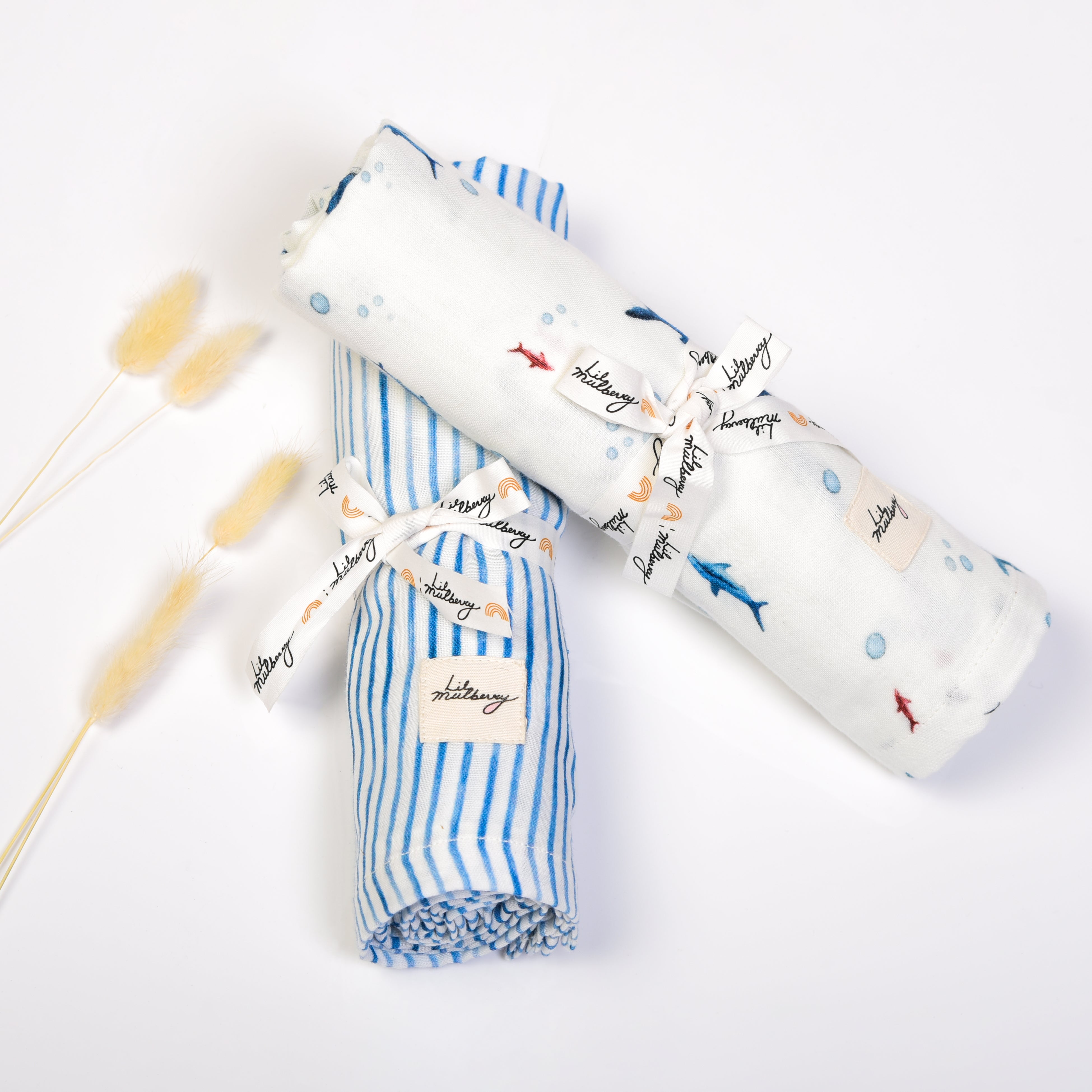 Baby Shark Muslin Swaddle Set - Lil Mulberry