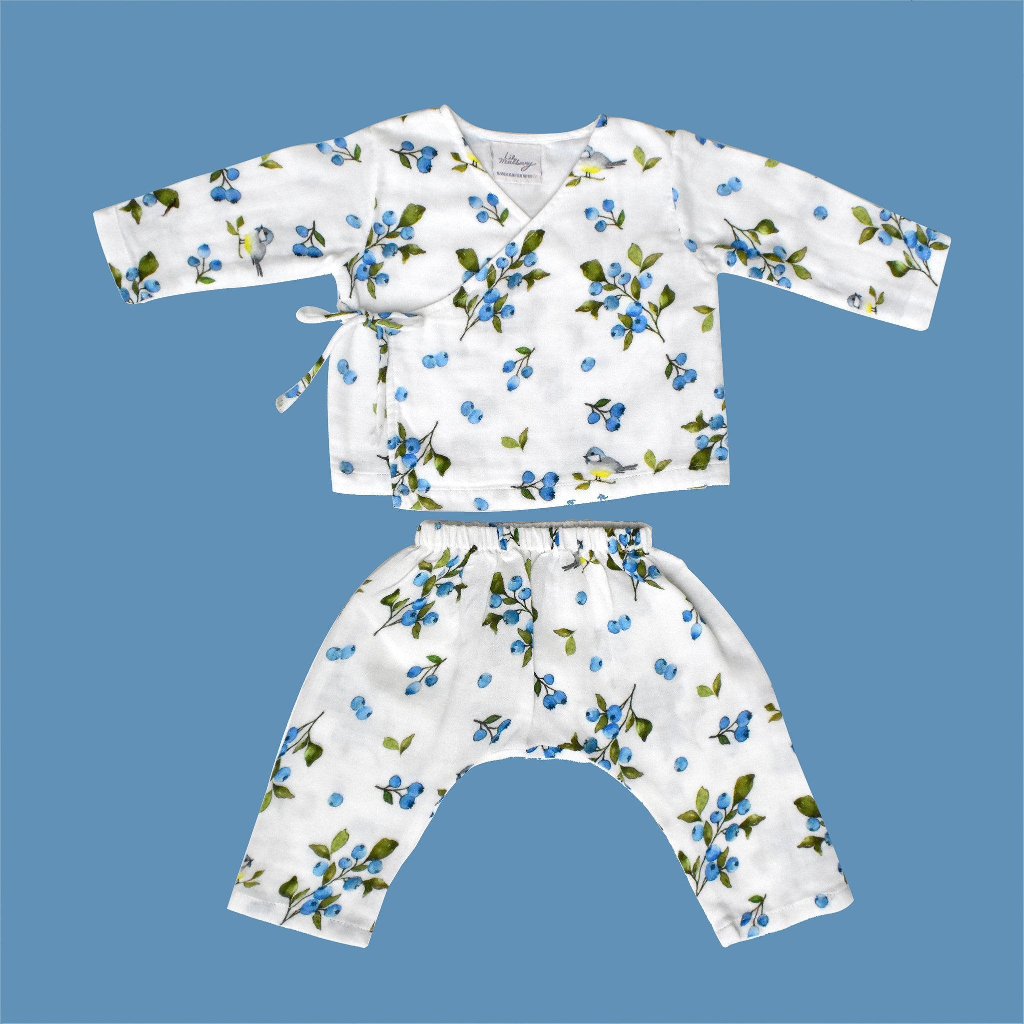 Blueberry & Bird Kimono Set - Lil Mulberry