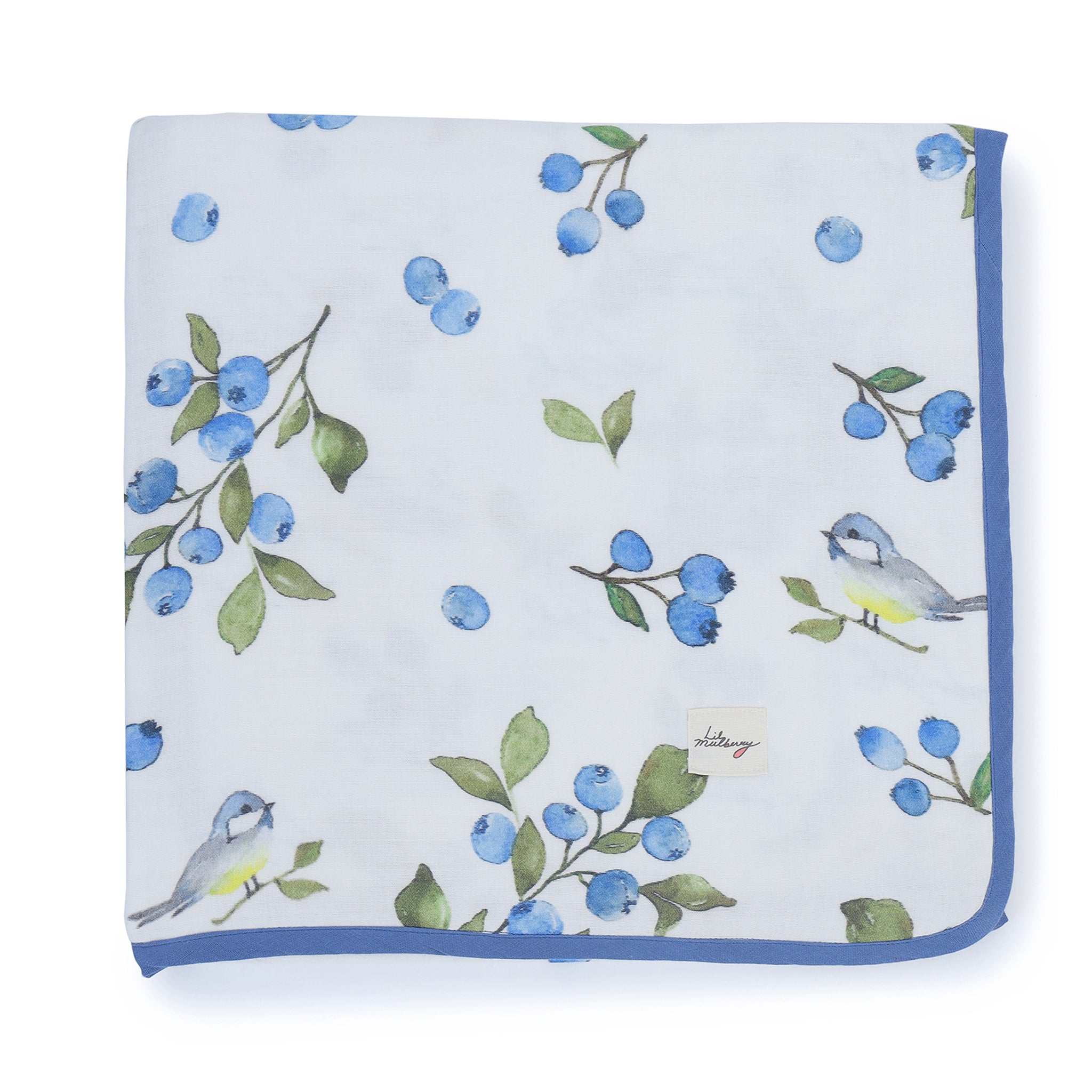 Blueberry & Bird Muslin Blanket - Lil Mulberry