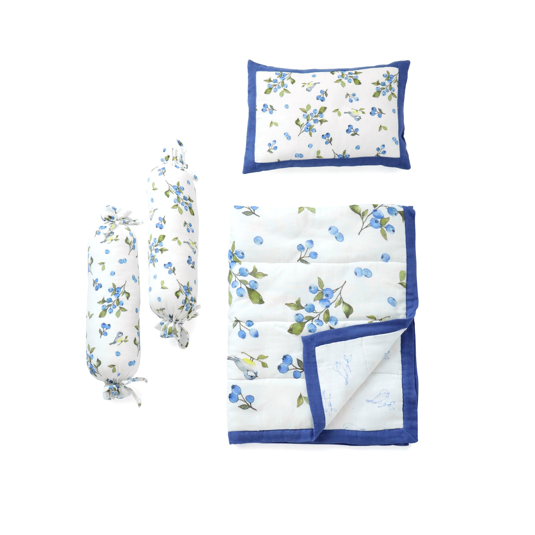 Blueberry & Bird Muslin Mini Bedding Set - Lil Mulberry