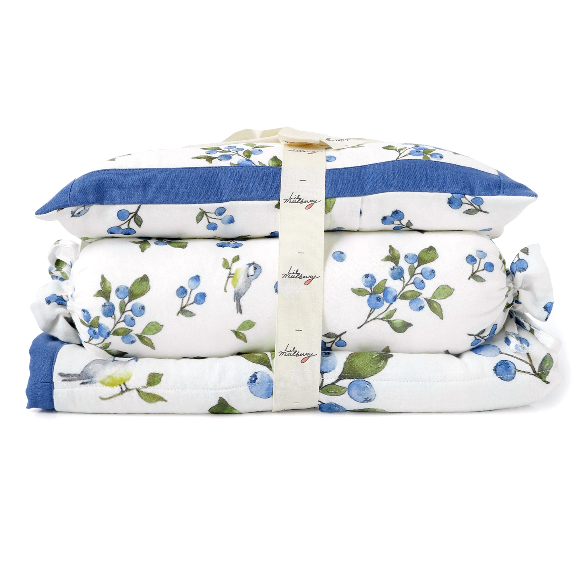 Blueberry & Bird Muslin Mini Bedding Set - Lil Mulberry