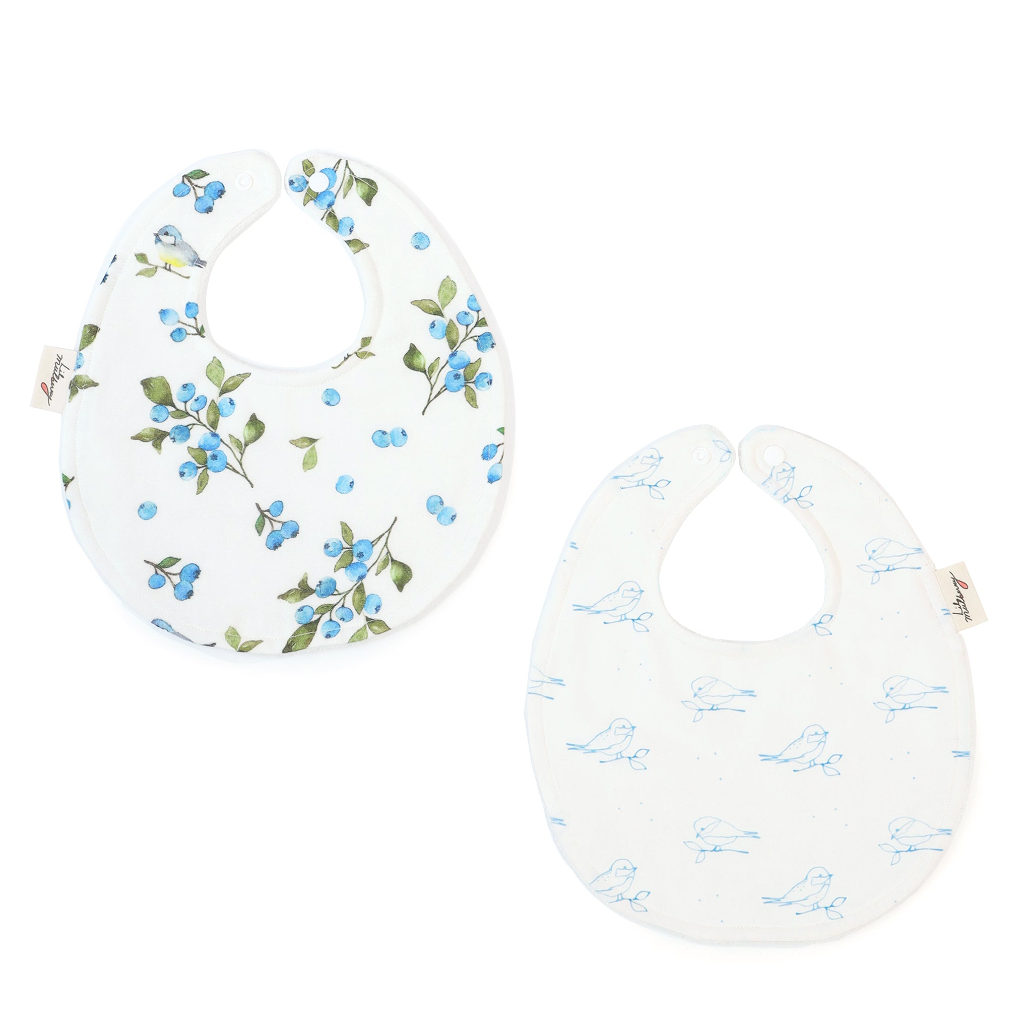 Blueberry & Bird Organic Bib Set - Lil Mulberry