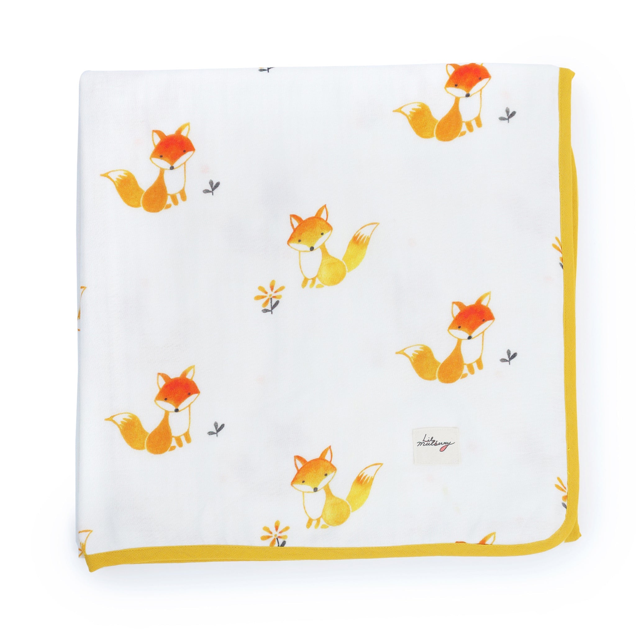 Fox in the Garden Muslin Blanket - Lil Mulberry