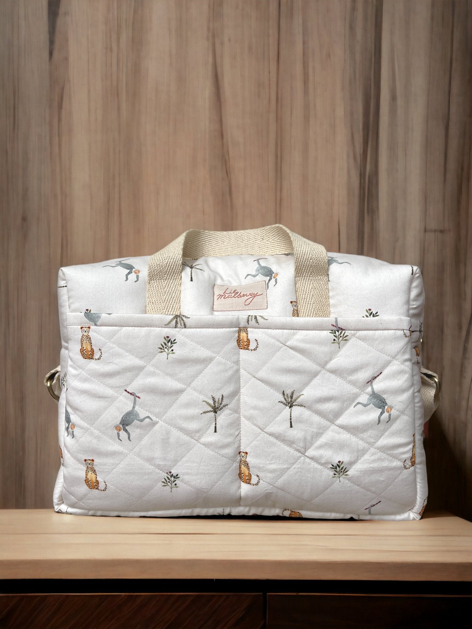 Monkey Cheetah Cotton Changing Bag - Lil Mulberry