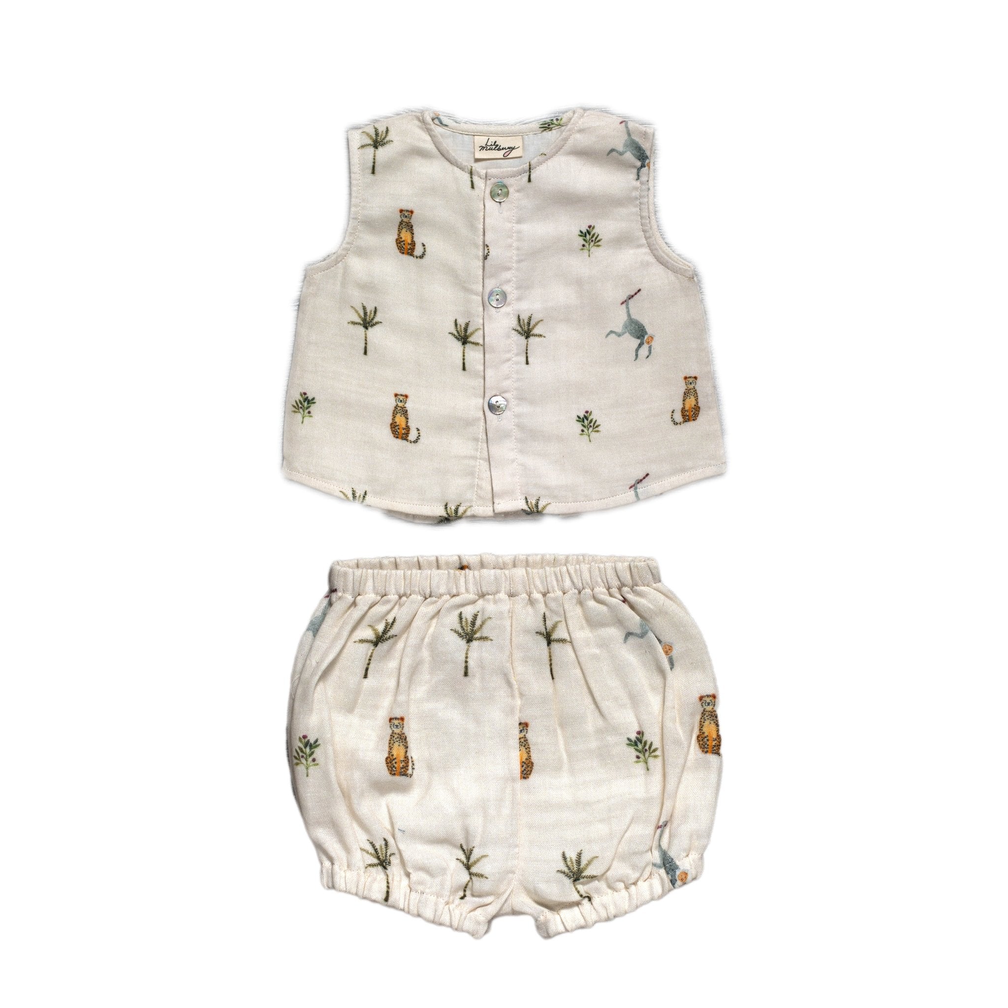 Monkey Cheetah Jhabla and Bloomer Set - Lil Mulberry