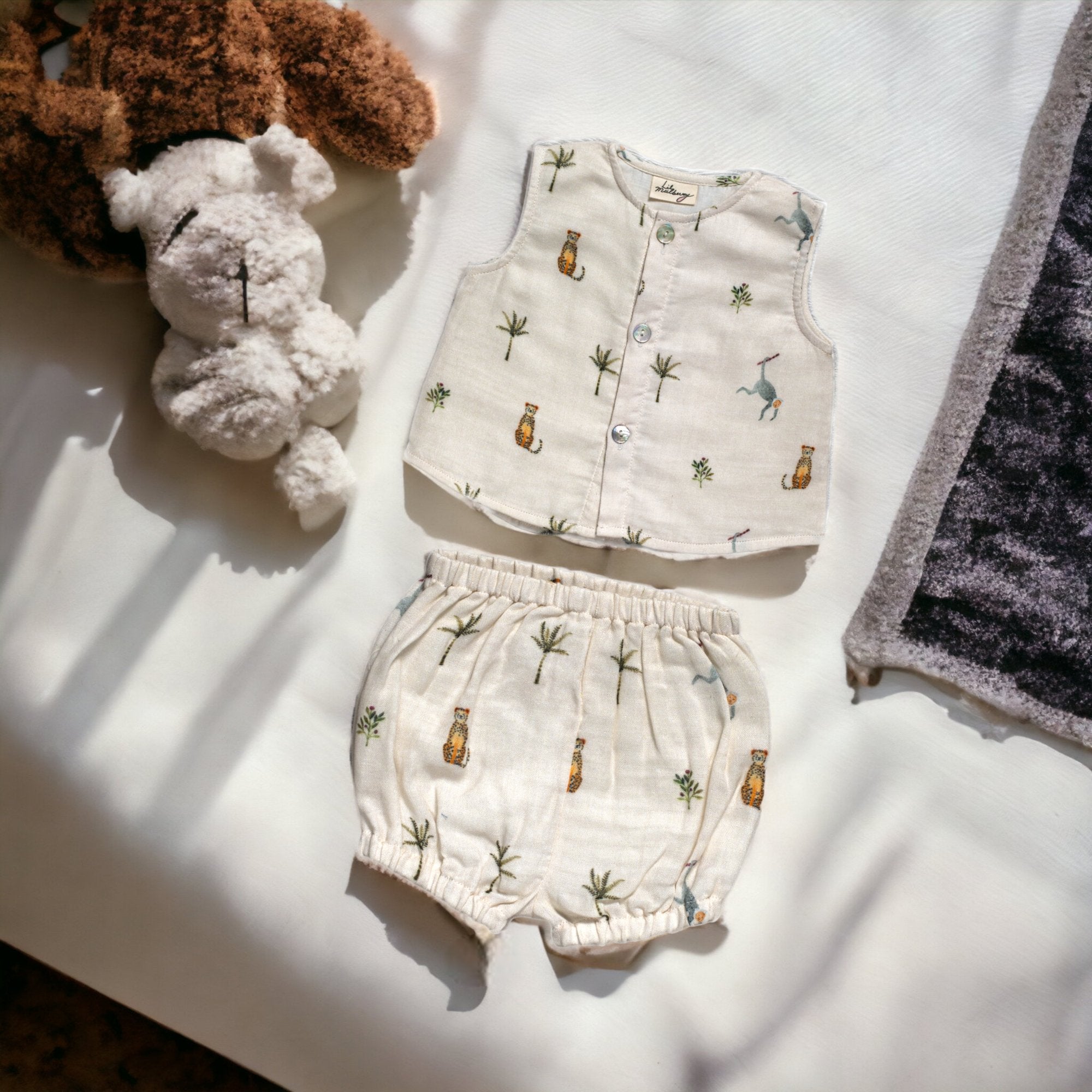 Monkey Cheetah Jhabla and Bloomer Set - Lil Mulberry