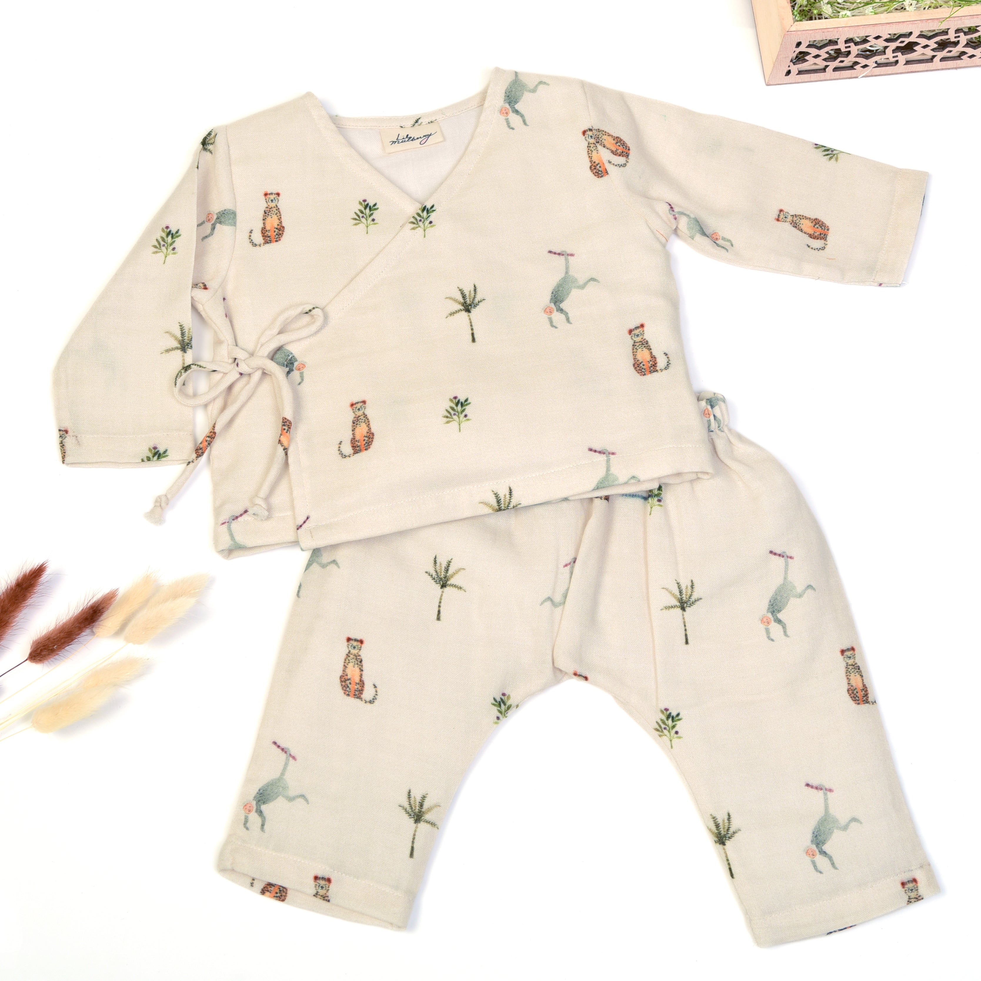 Monkey Cheetah Kimono Set - Lil Mulberry