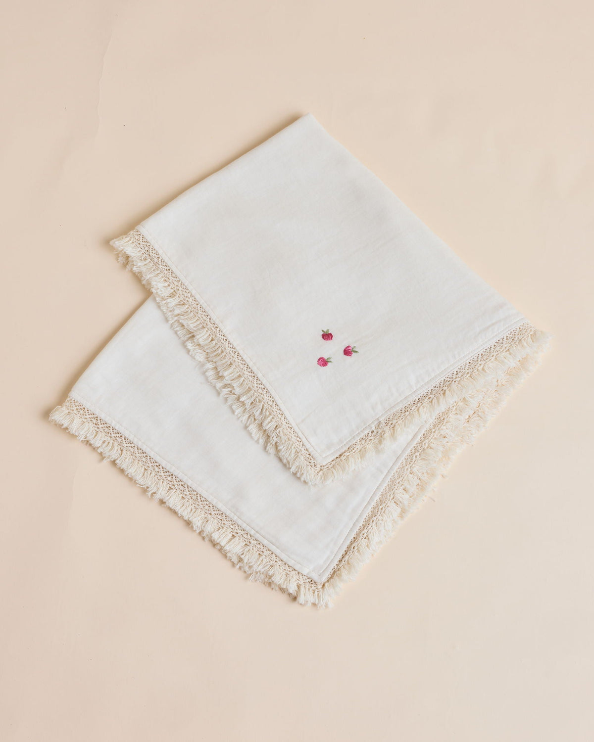 Apple Orchard Muslin Blanket with Lace Trim - Lil Mulberry