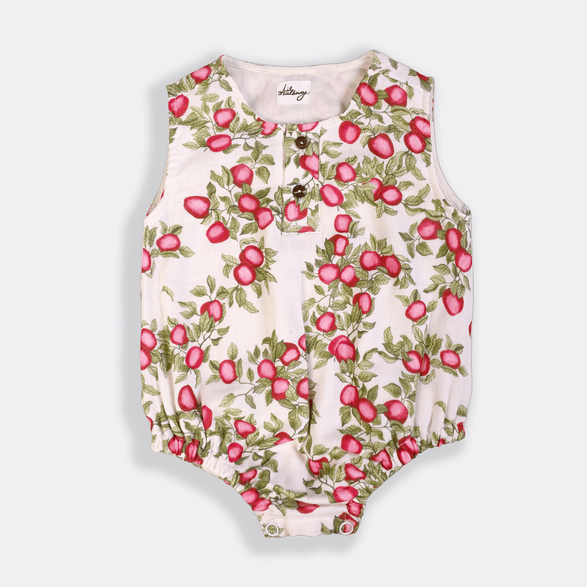 Apple Orchard Muslin Sleeveless Romper - Lil Mulberry