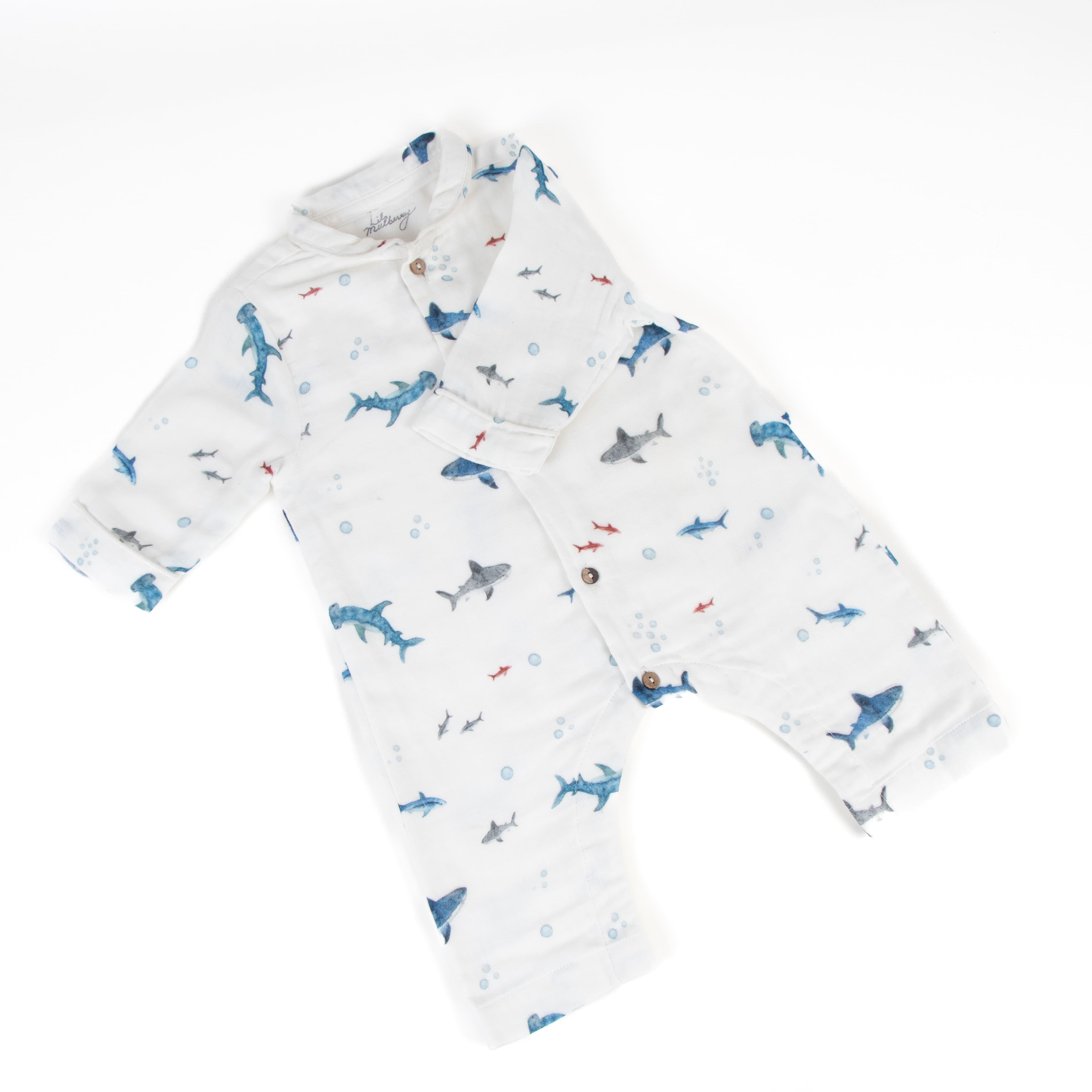 Baby Shark Muslin Romper - Lil Mulberry