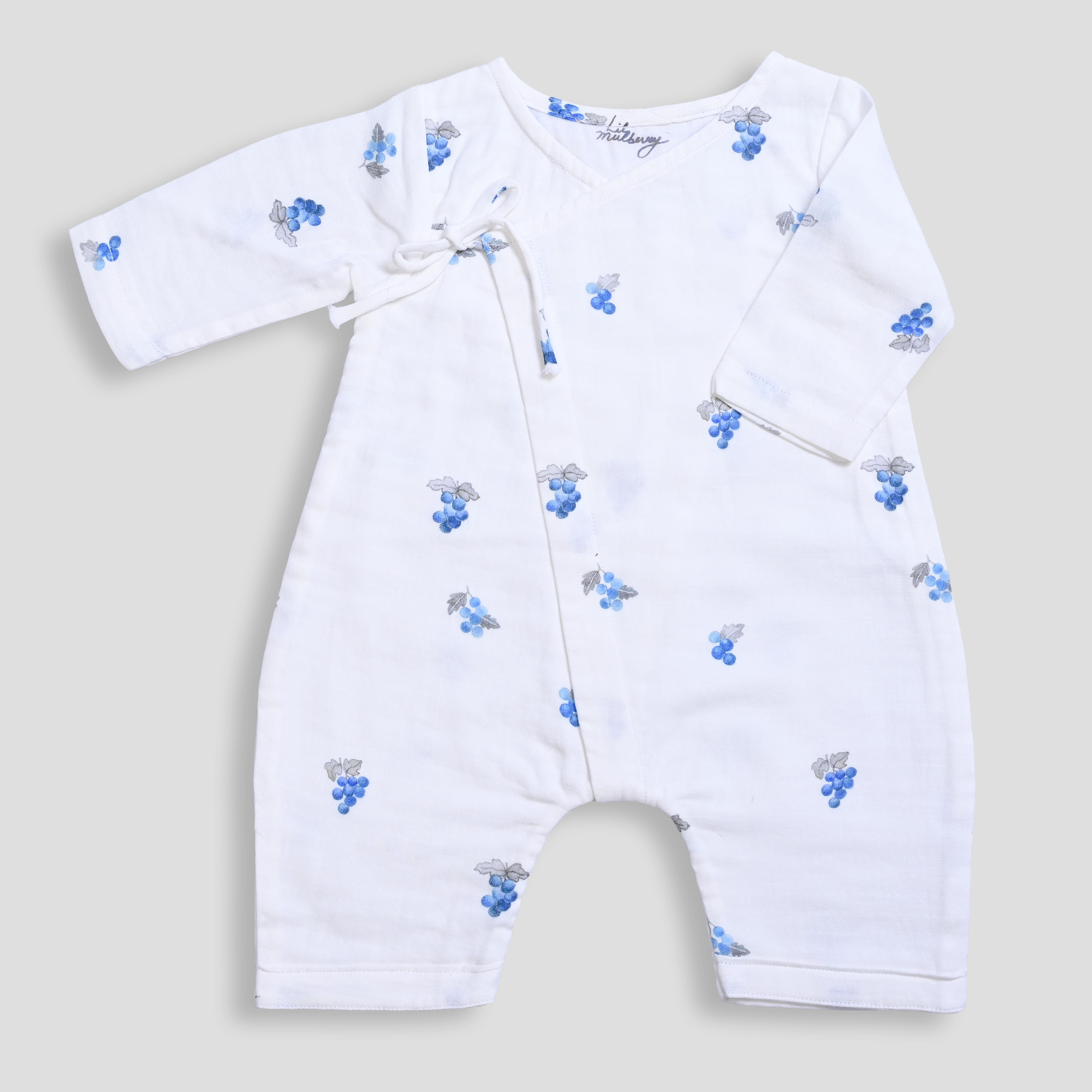 Blueberries Muslin Kimono Romper - Lil Mulberry