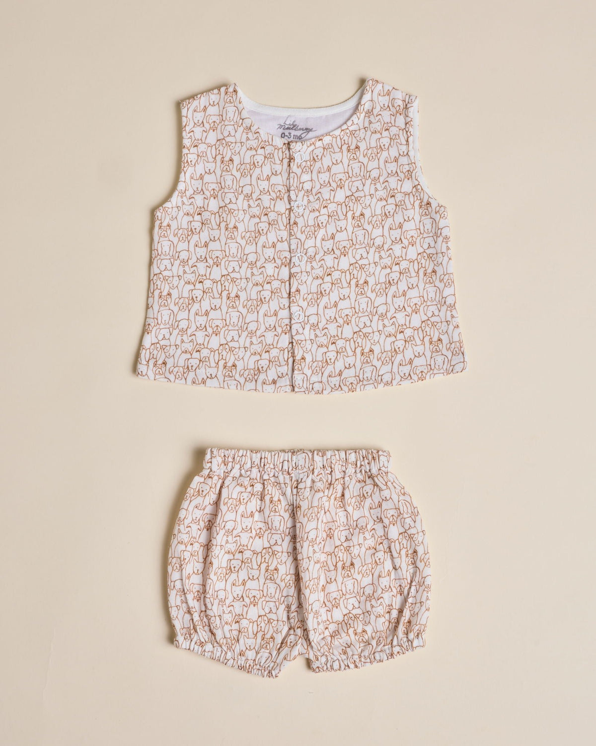 Brown Puppy Parade Jhabla and Bloomer Set - Lil Mulberry