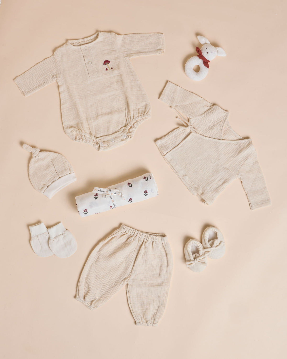 Cherry Bud Muslin Newborn Essentials Gift Set - Lil Mulberry