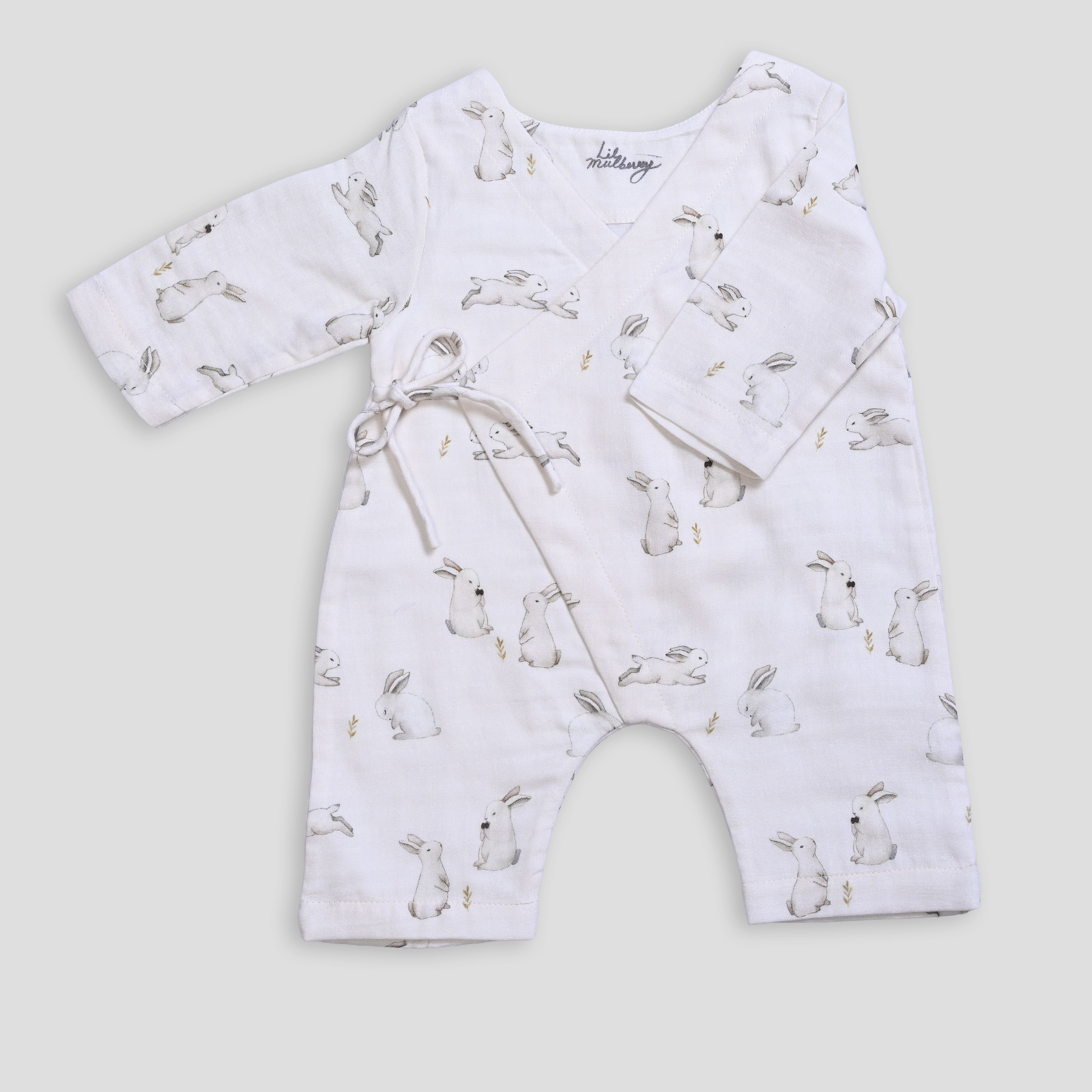 Enchanted Bunny Muslin Kimono Romper - Lil Mulberry