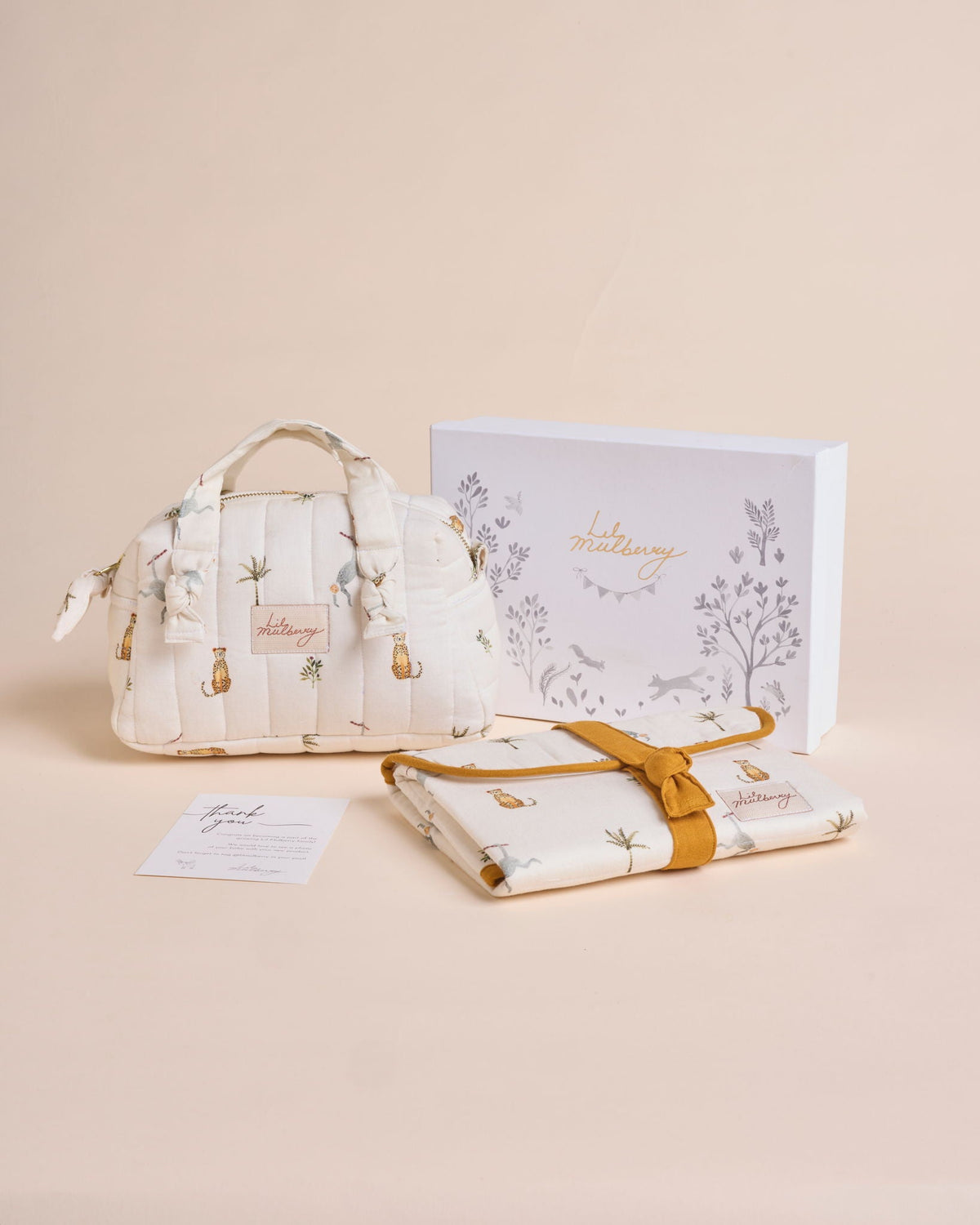 Monkey Cheetah Muslin Travel Gift Set - Lil Mulberry