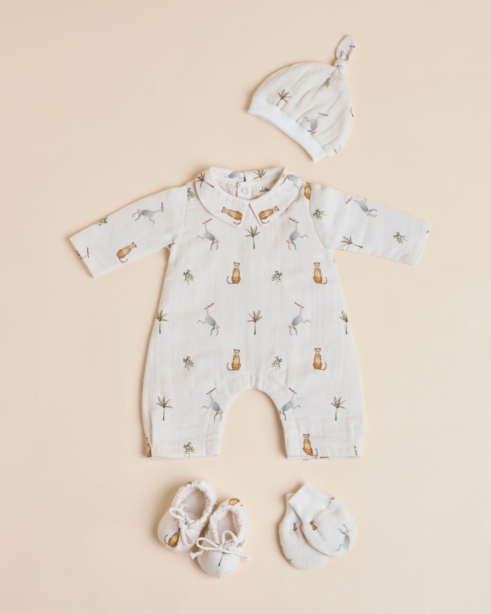 Monkey Cheetah Muslin Welcome Baby Set - Lil Mulberry