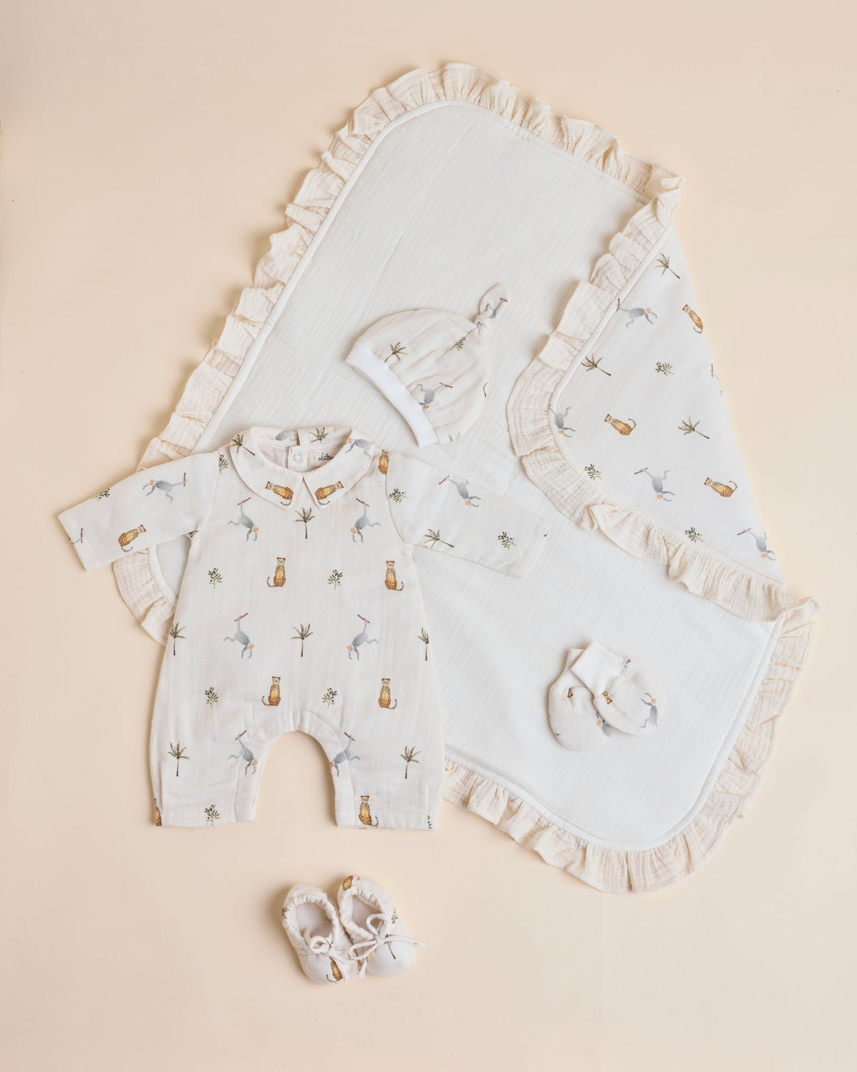 Monkey Cheetah Muslin Welcome Baby Set - Lil Mulberry