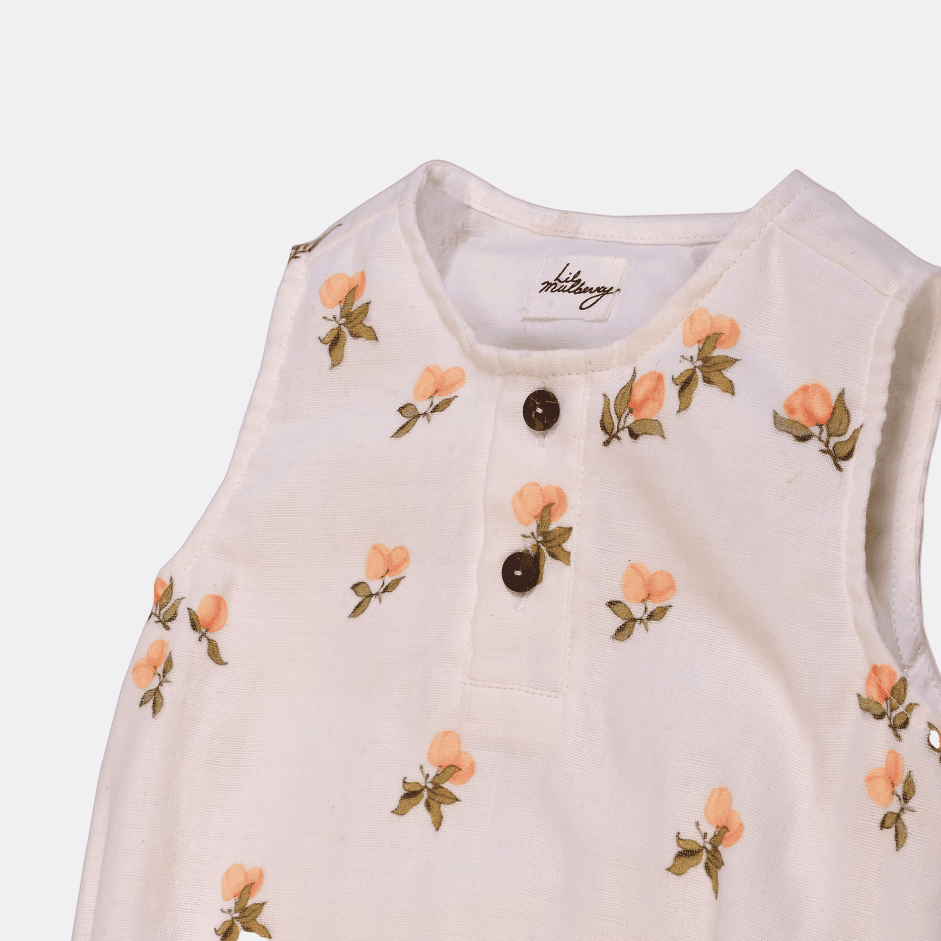 Peach Play Muslin Sleeveless Romper - Lil Mulberry