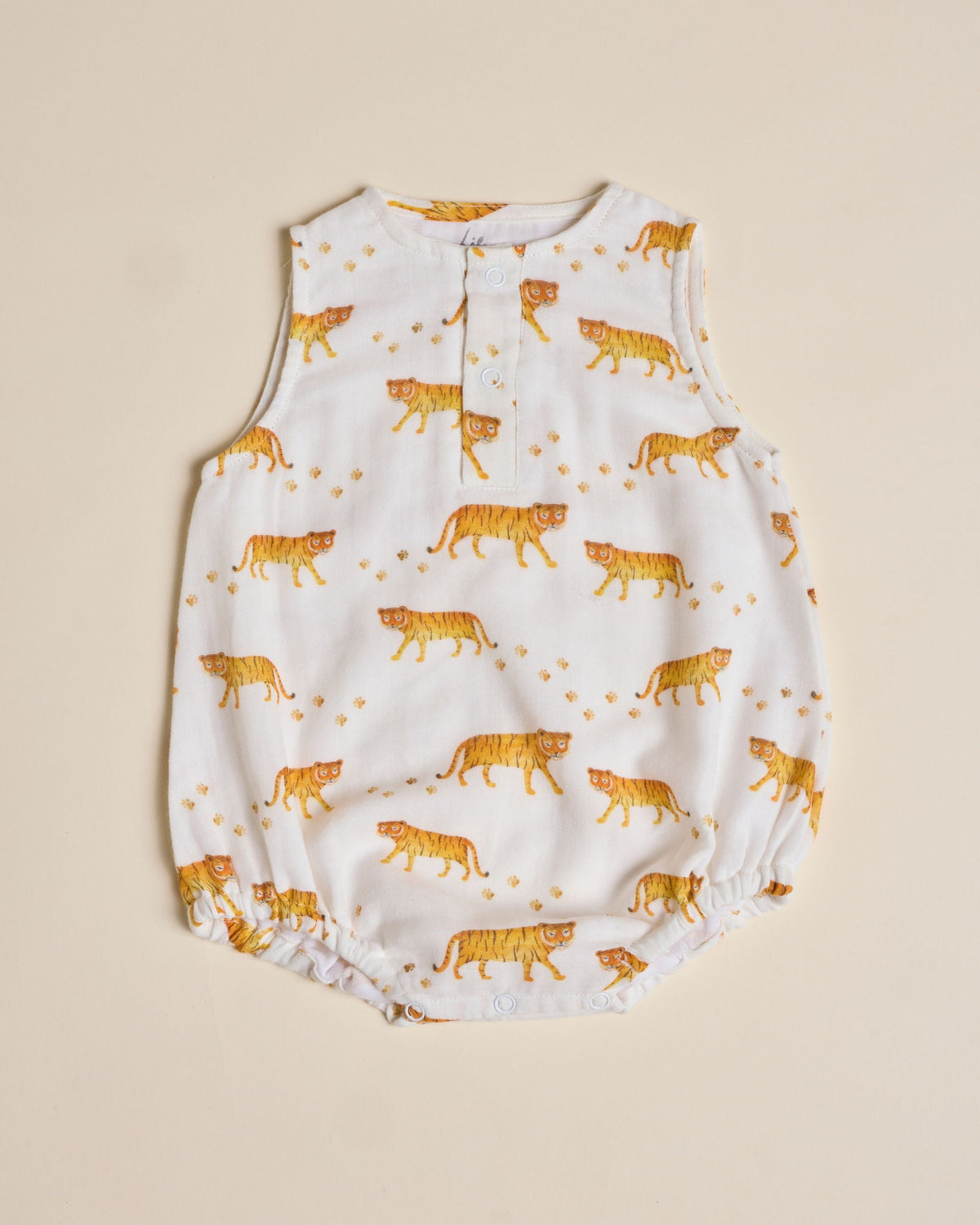Royal Tiger Muslin Sleeveless Bodysuit - Lil Mulberry
