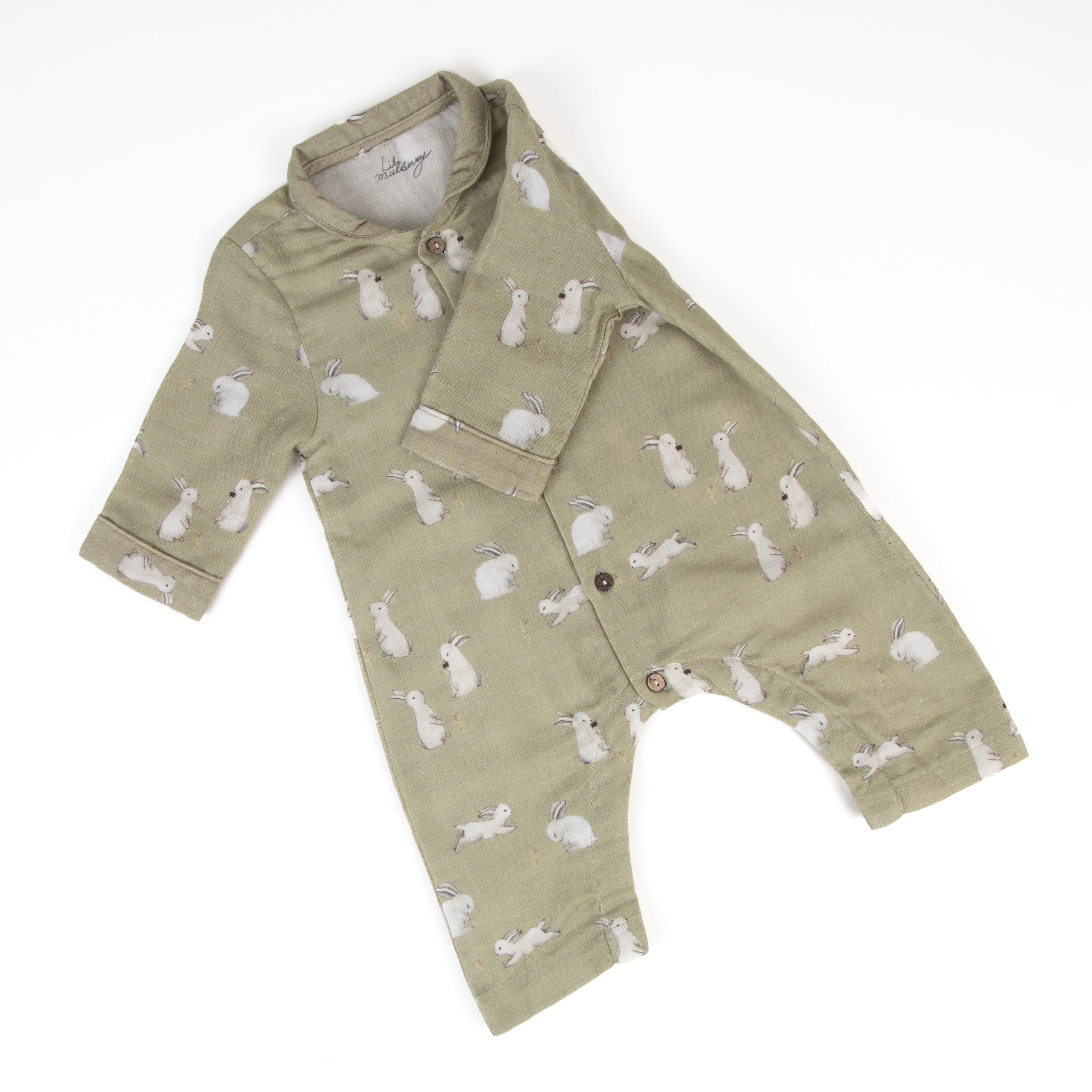 Sage Bunny Muslin Romper - Lil Mulberry