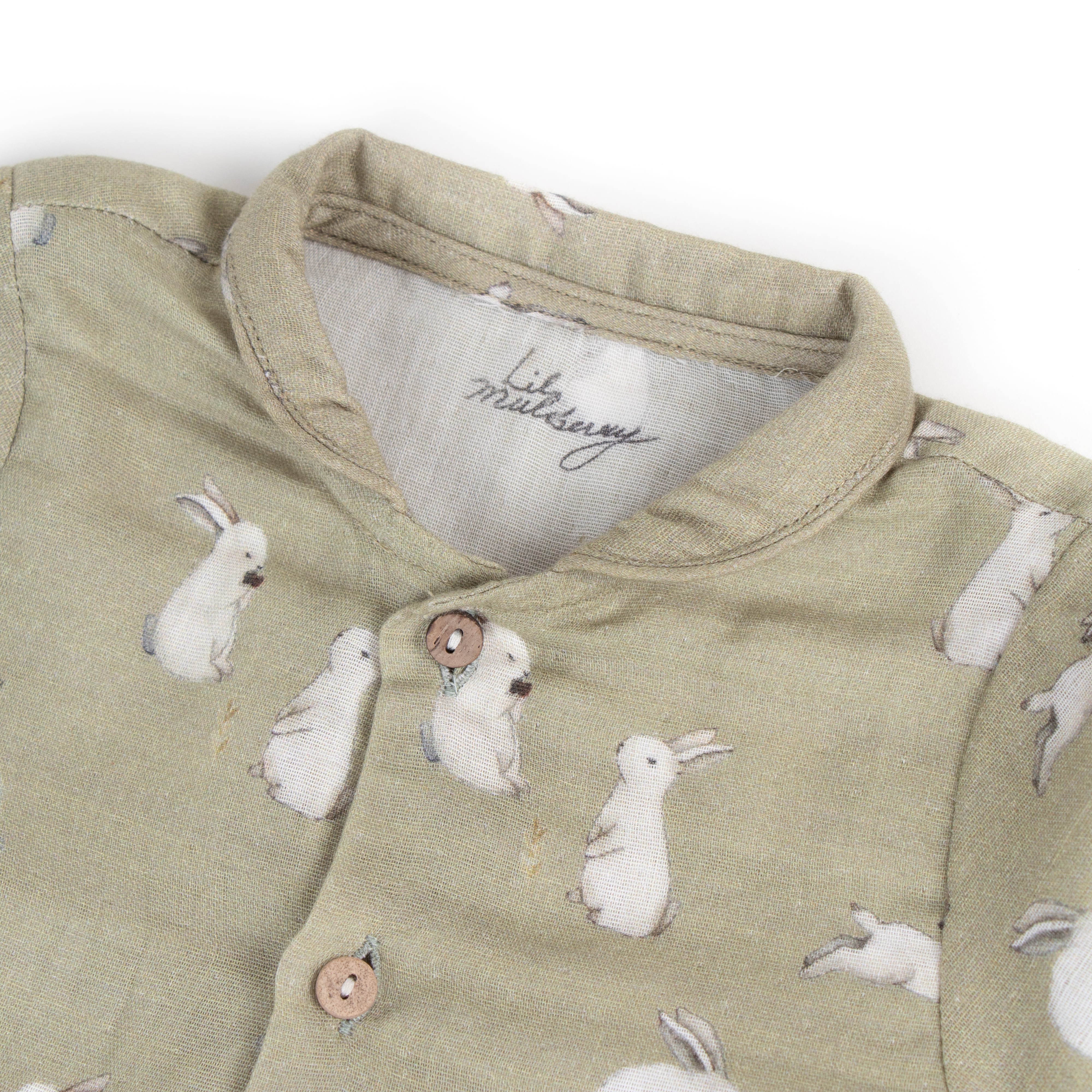 Sage Bunny Muslin Romper - Lil Mulberry