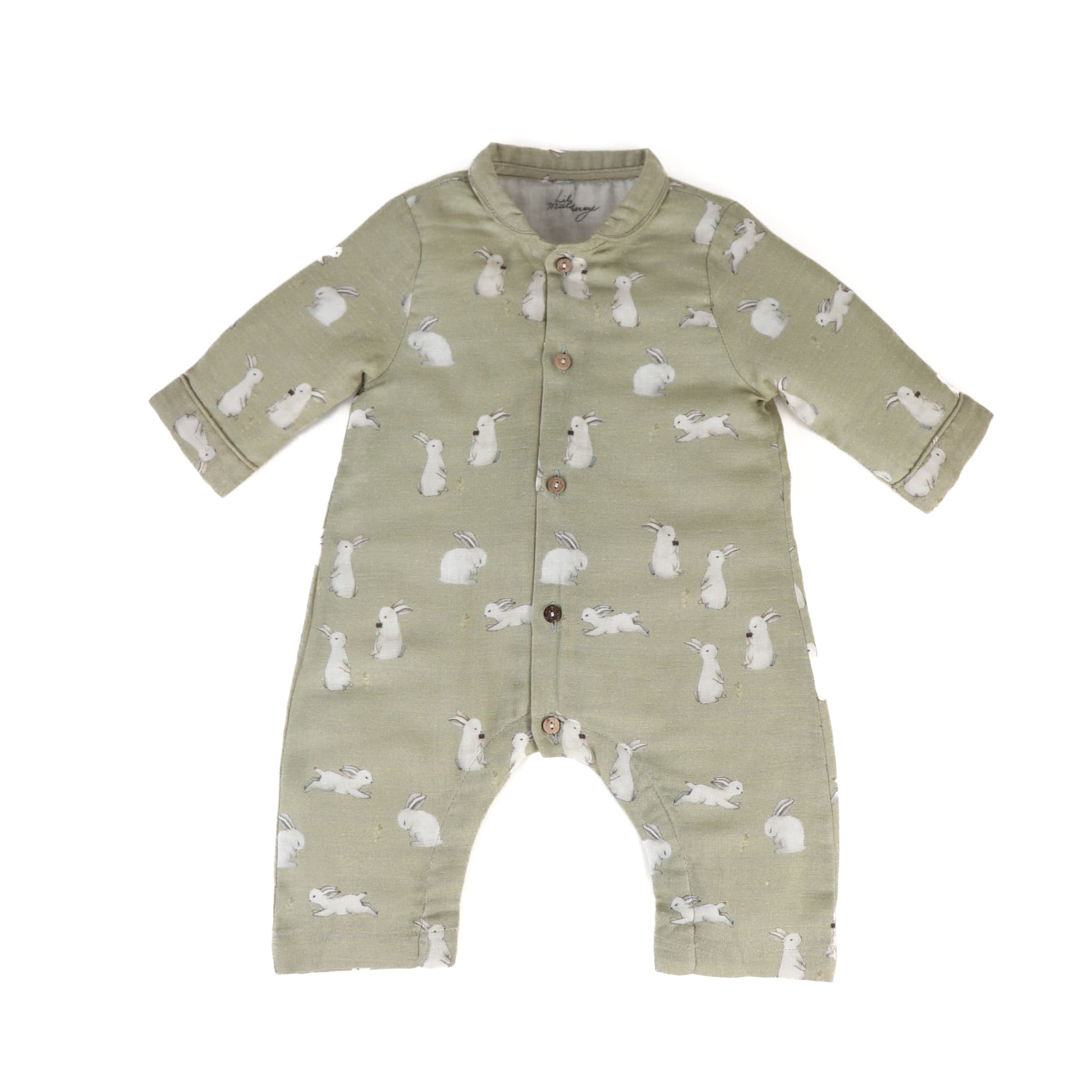 Sage Bunny Muslin Romper - Lil Mulberry