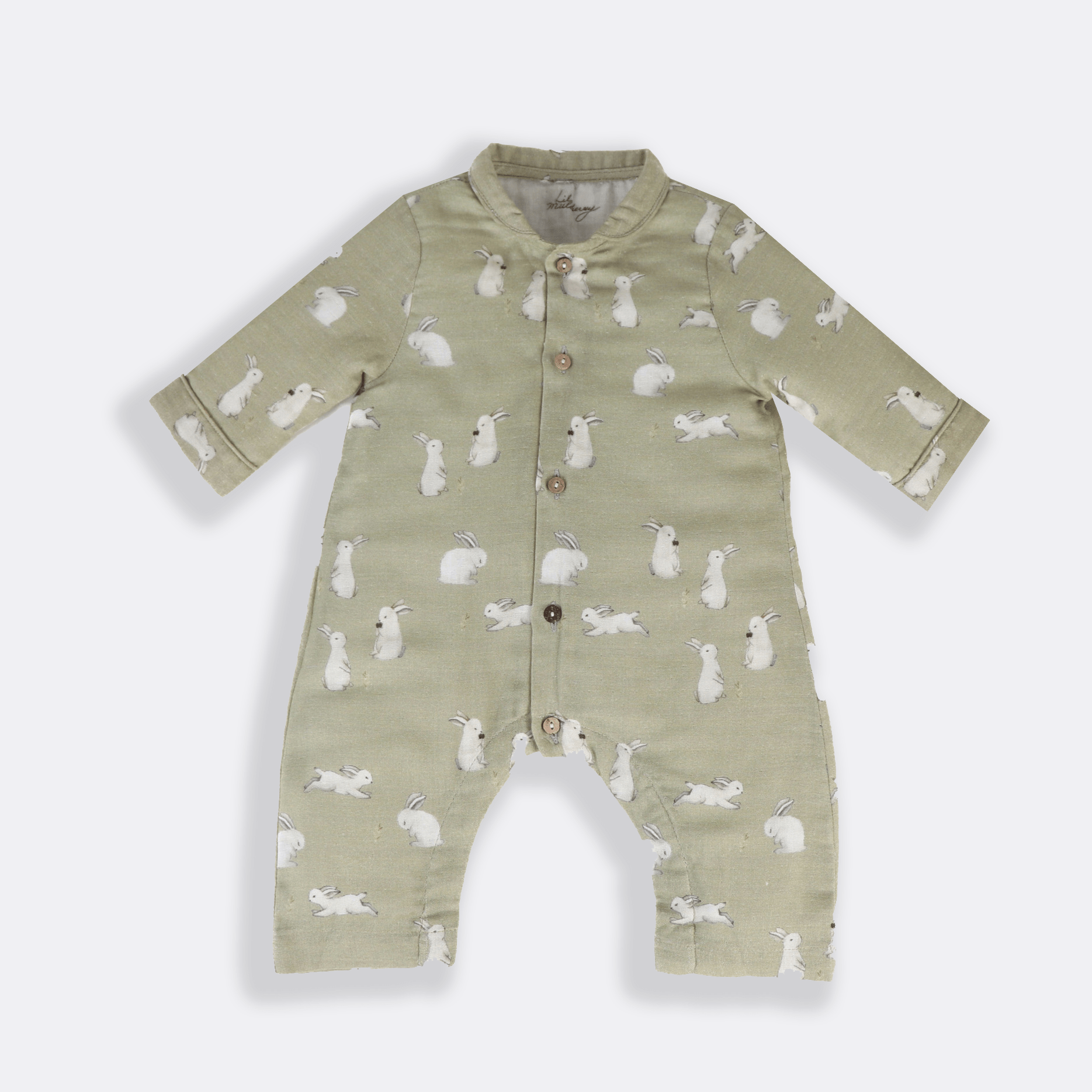 Sage Bunny Muslin Romper - Lil Mulberry