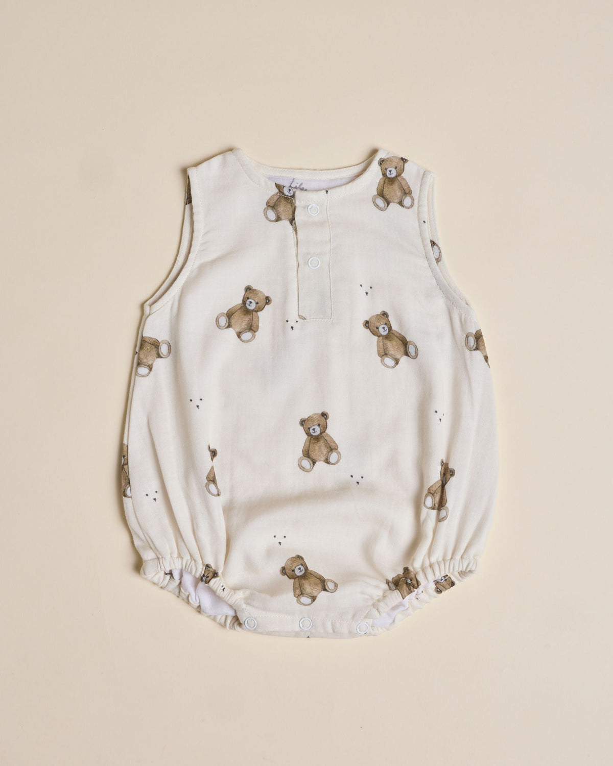 Teddy Bear Muslin Sleeveless Bodysuit - Lil Mulberry