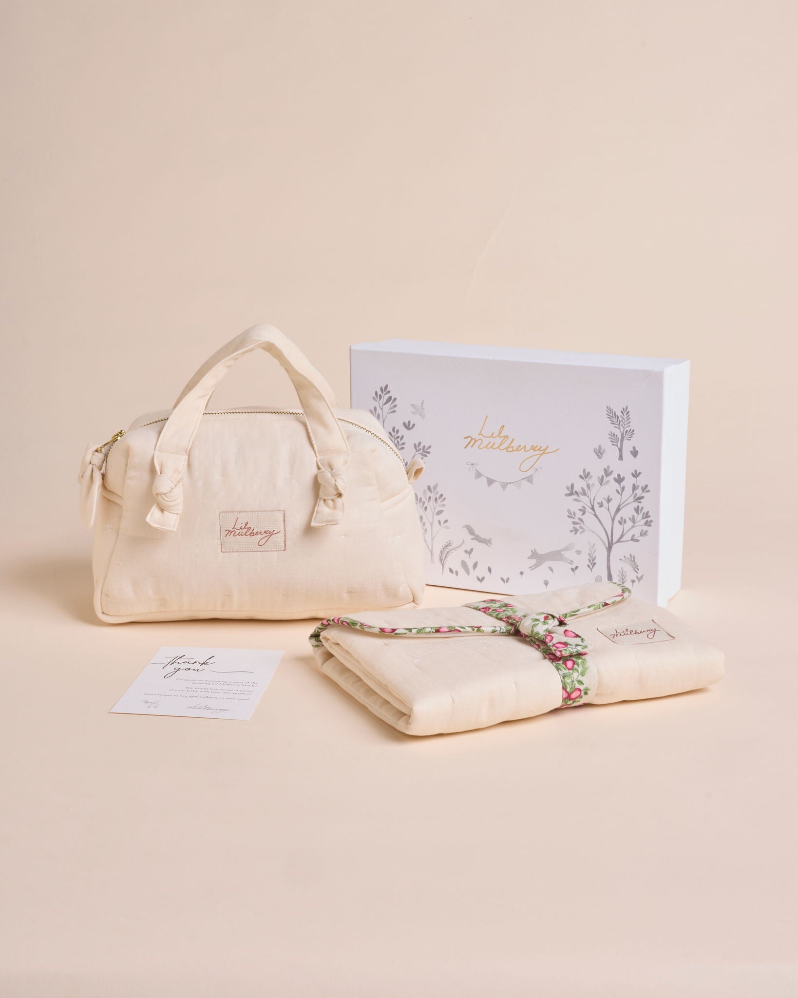 Tender Beige Muslin Travel Gift Set - Lil Mulberry