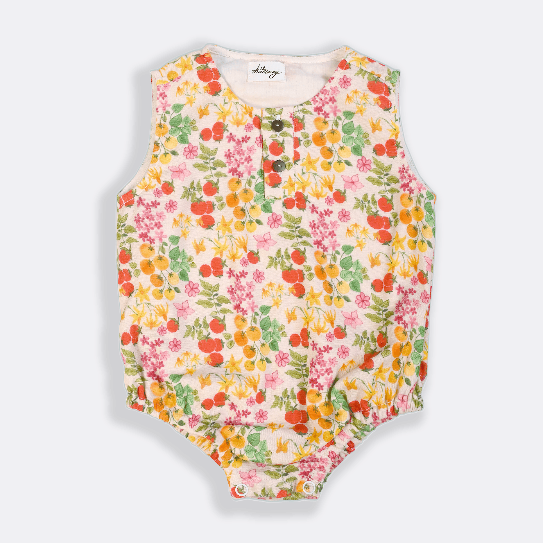 Tiny Tomato Muslin Sleeveless Romper - Lil Mulberry