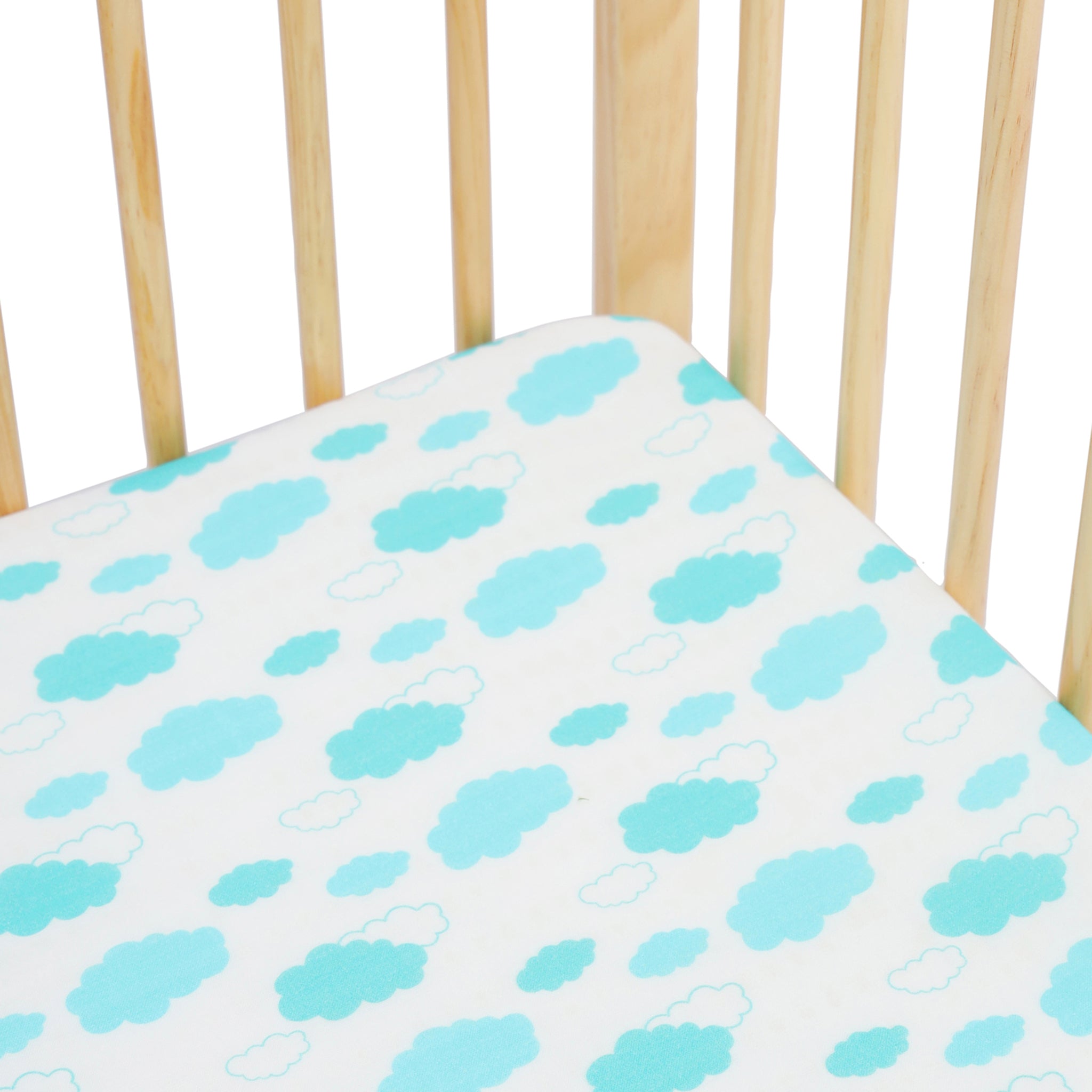 Clouds in the Sky Muslin Fitted Cot Sheet - Lil Mulberry