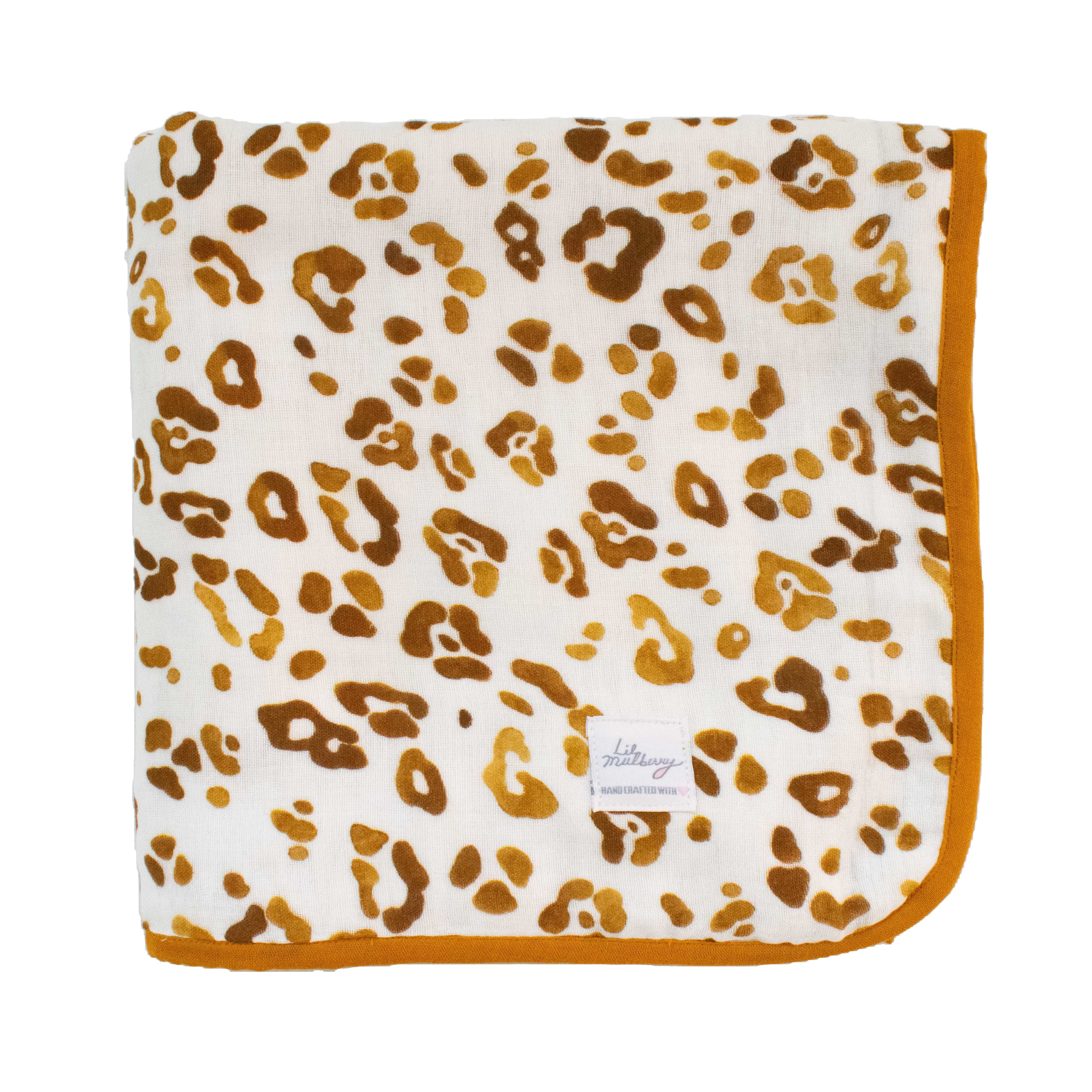 Golden Leopard Muslin Blanket - Lil Mulberry