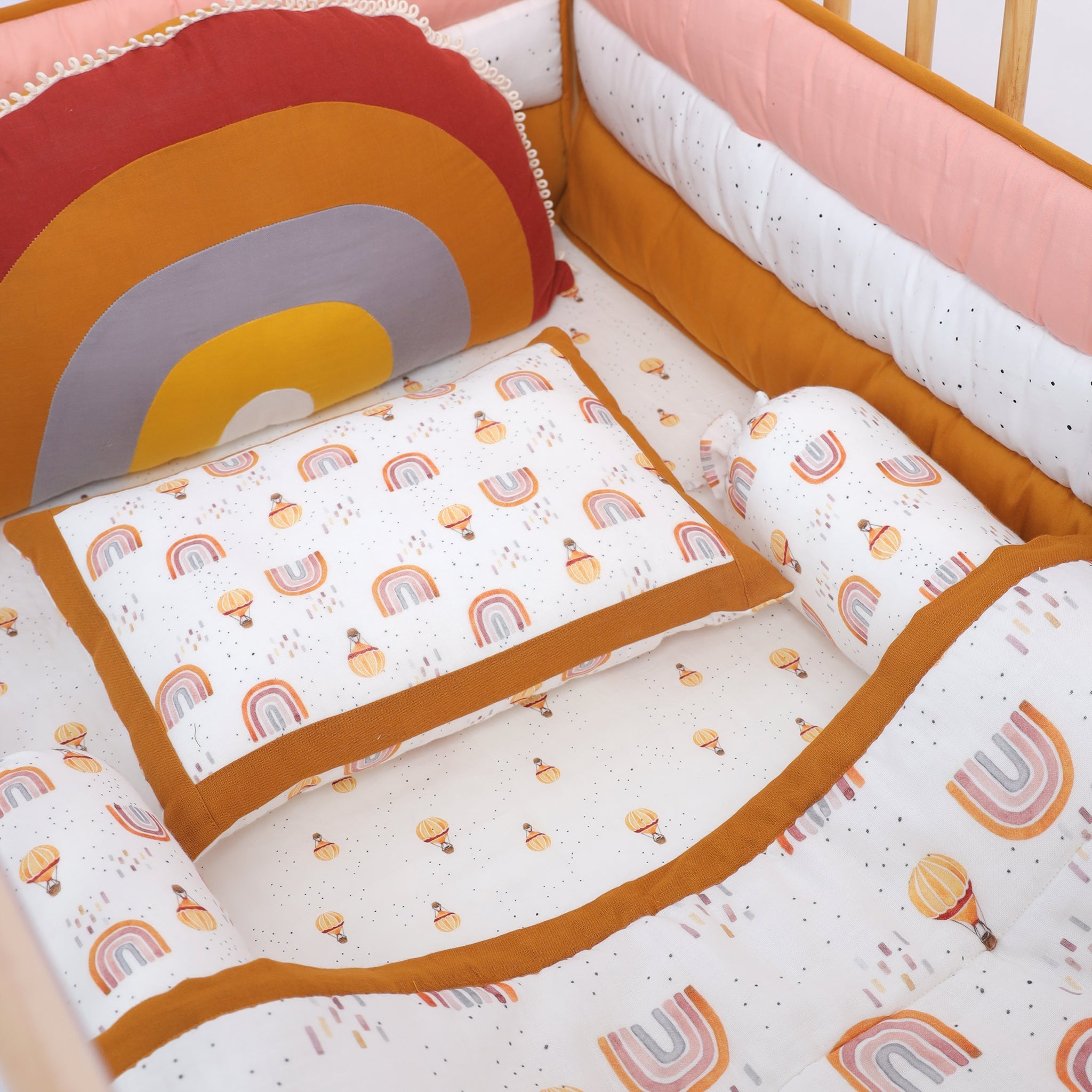 Whimsical Rainbow Muslin Cot Bedding Set - Lil Mulberry
